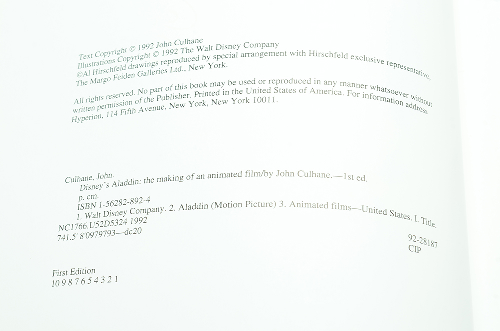 Multiple Animators Signed "Disney's Aladdin: The Making of an Animated Film"