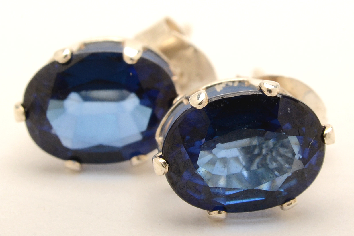 Citrine, Flourite, Ruby and Sapphire Sterling Post Earrings