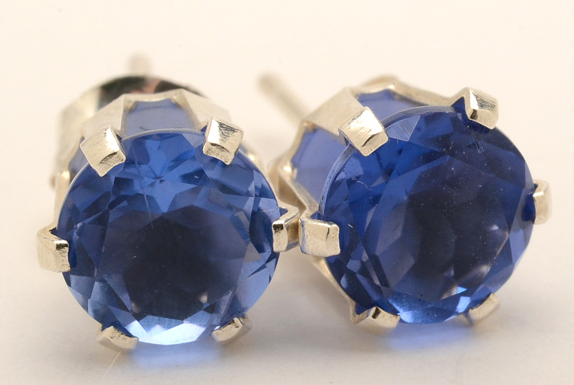 Citrine, Flourite, Ruby and Sapphire Sterling Post Earrings