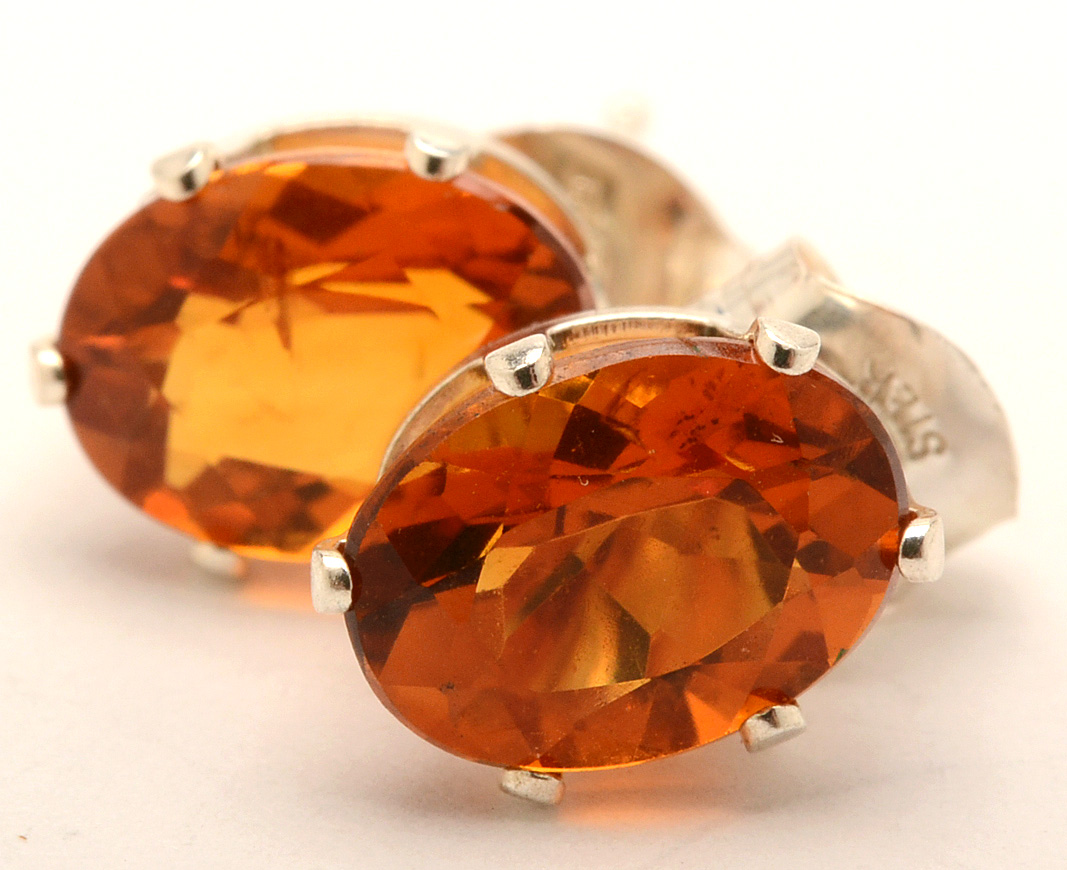 Citrine, Flourite, Ruby and Sapphire Sterling Post Earrings