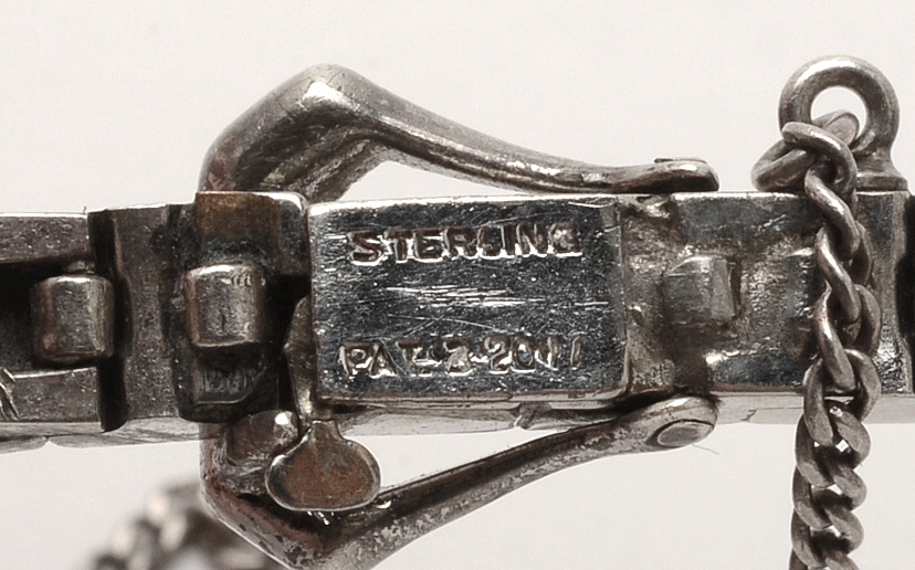 Art Deco Sterling Rhinestone Buckle Line Bracelet