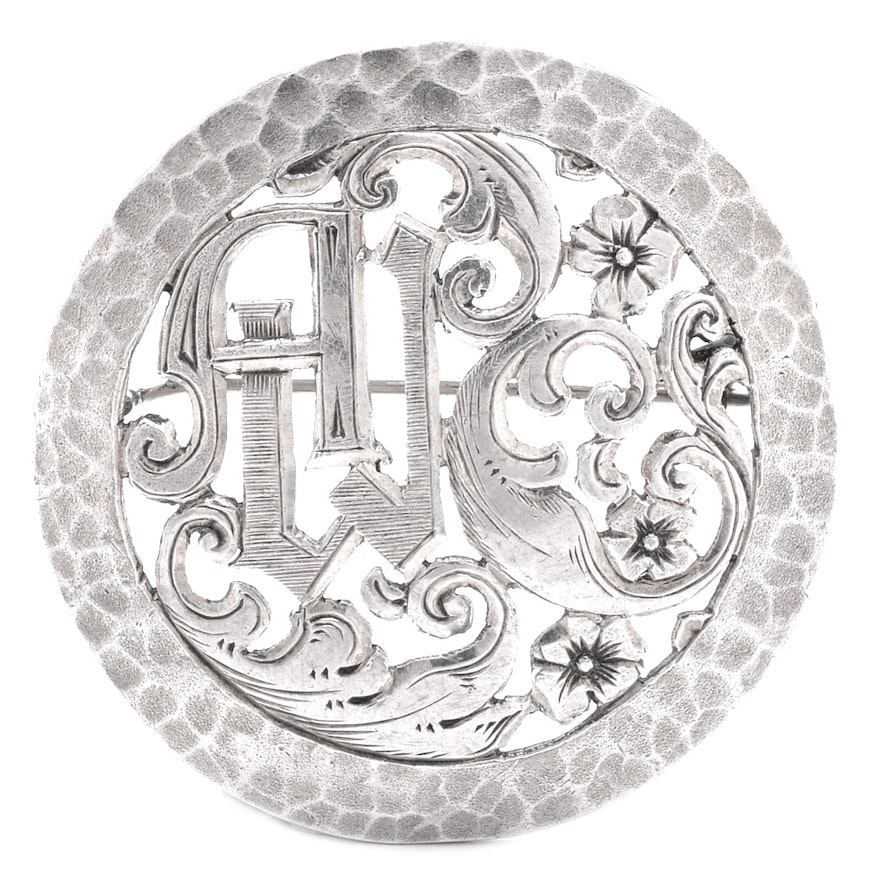 German Jugendstil Style Silver Handcrafted Brooch