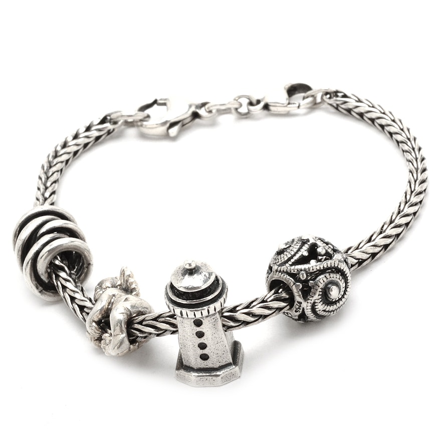 Sterling Bracelet with Four Trollbead Charms