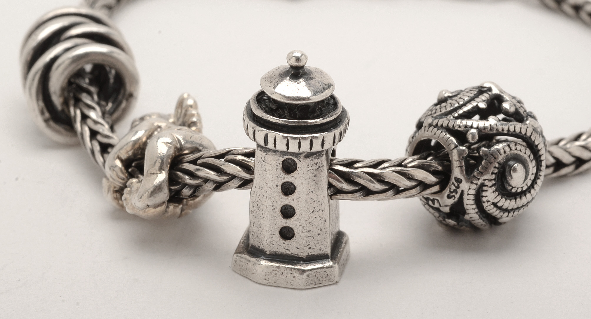 Sterling Bracelet with Four Trollbead Charms