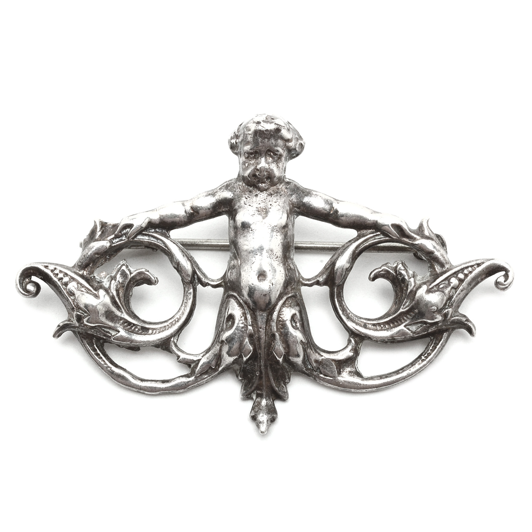 Art Nouveau Sterling Putto Italianate Style Brooch