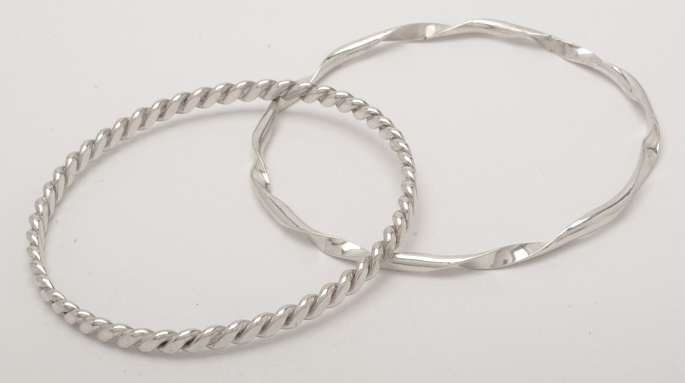 Group of Ten Sterling Rope or Braid Design Bangles