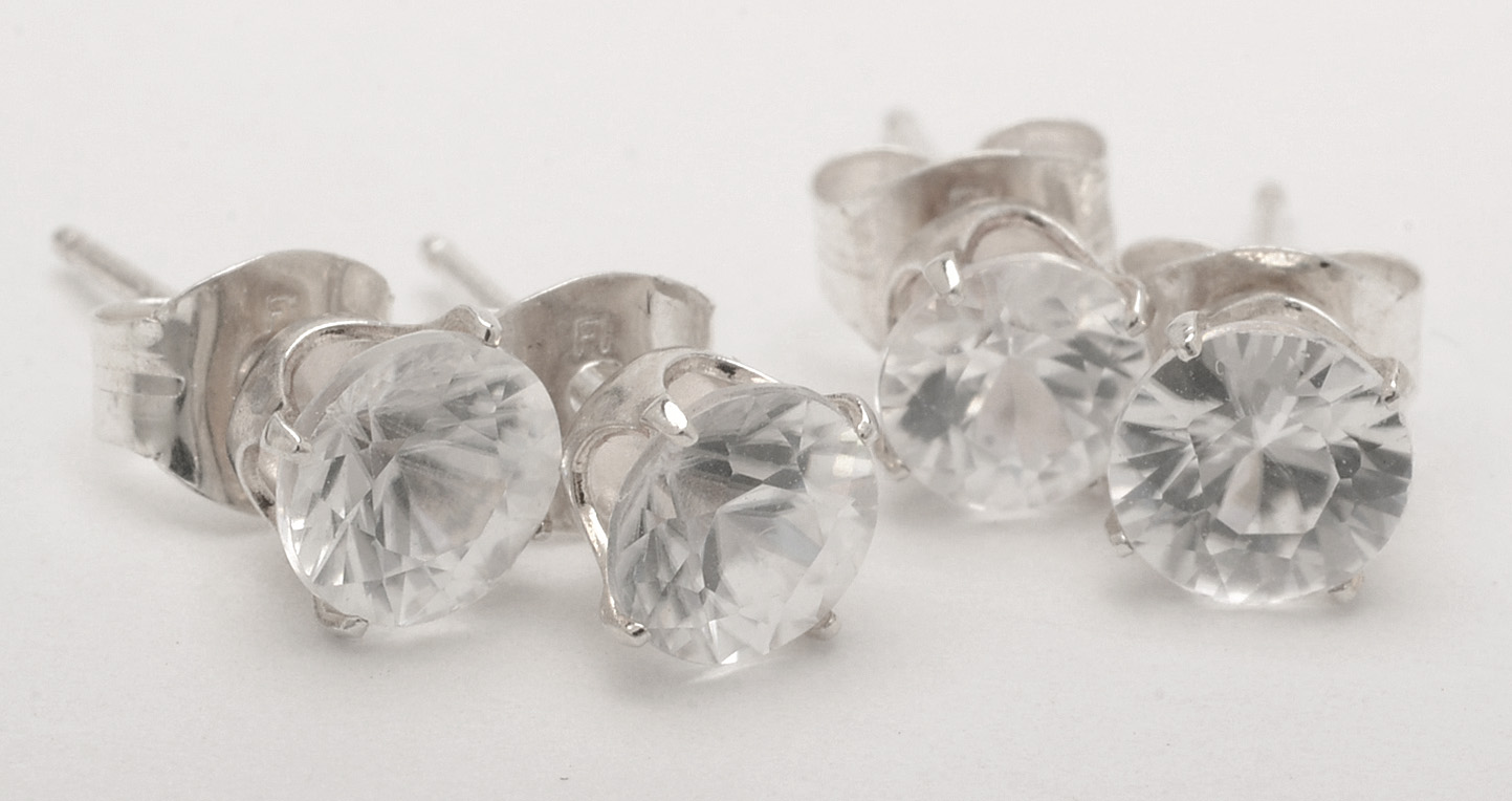 Cultured Freshwater Pearl and White Topaz Sterling Earrings