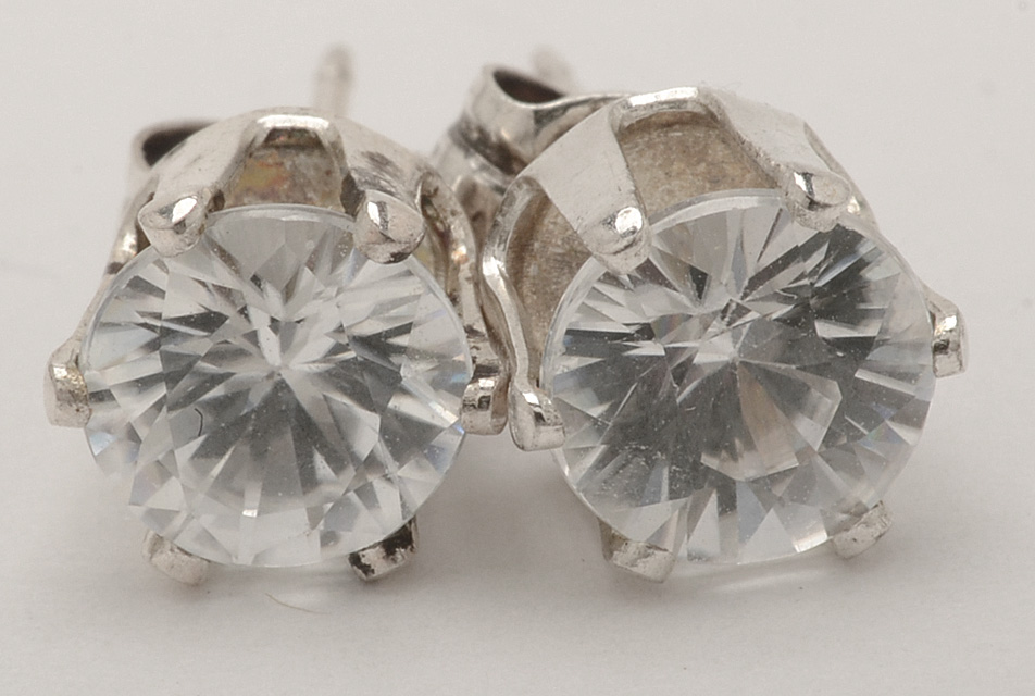 Cultured Freshwater Pearl and White Topaz Sterling Earrings