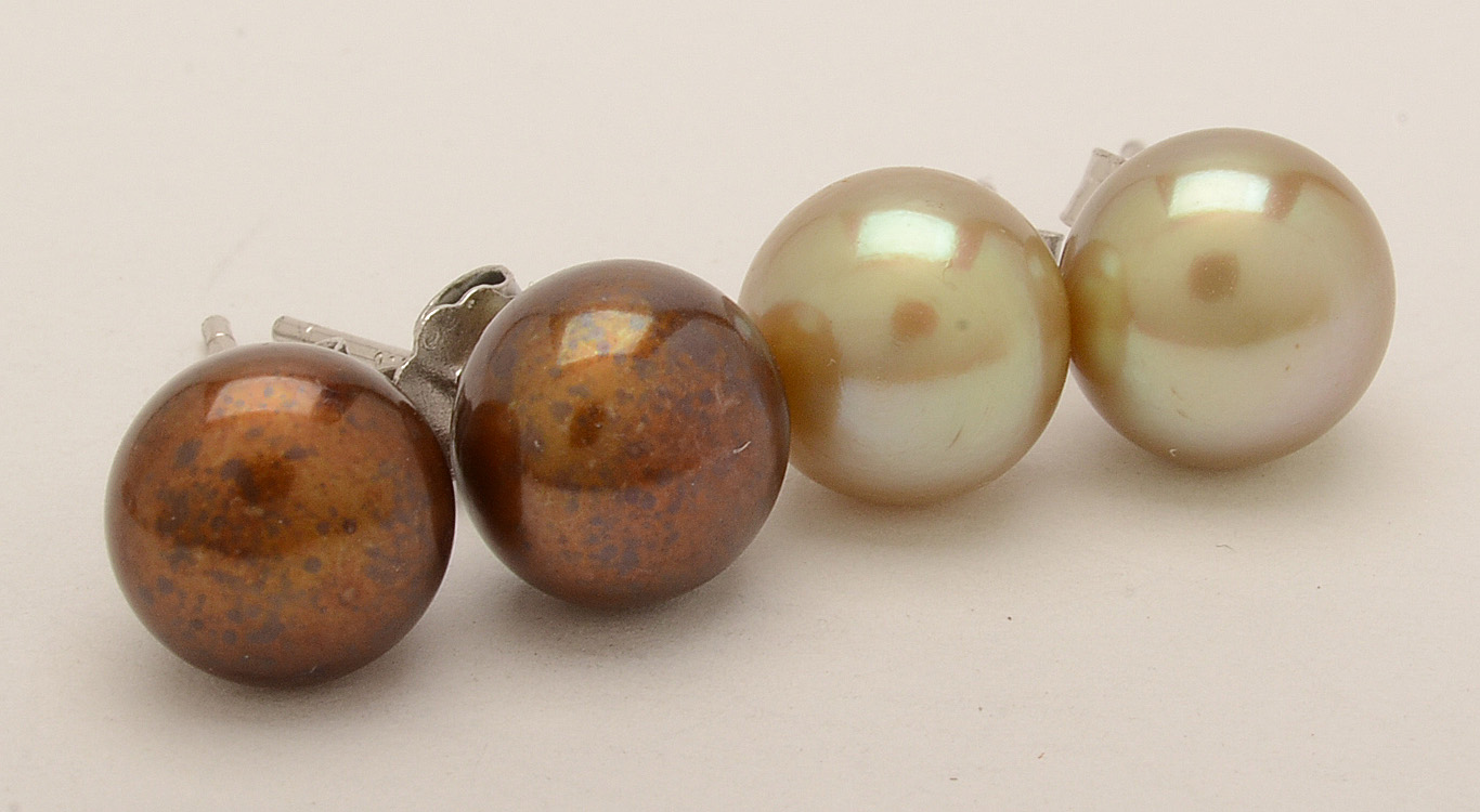 Cultured Freshwater Pearl and White Topaz Sterling Earrings