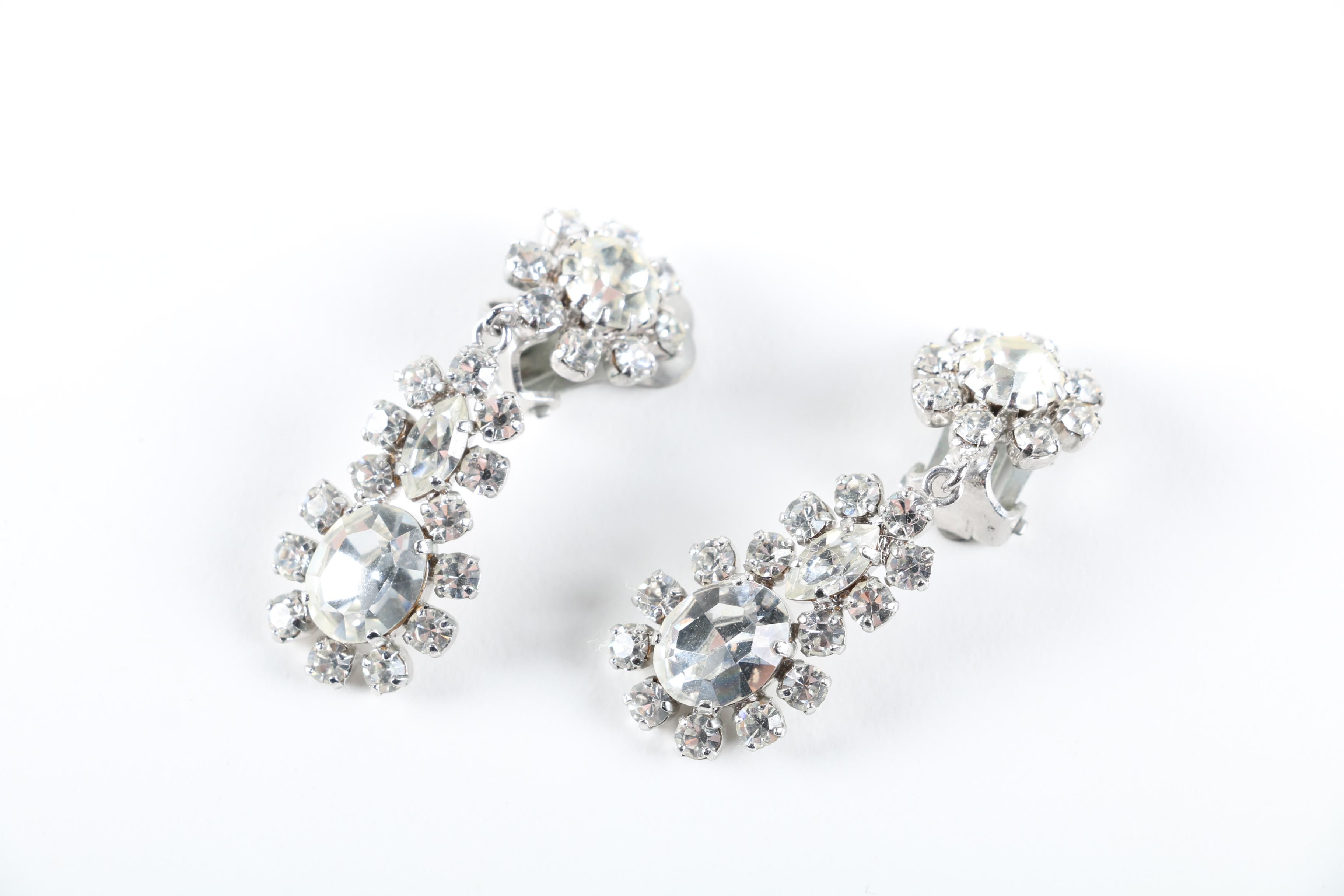 Rhinestone and Silver Tone Jewelry Including Ledo and Lisner