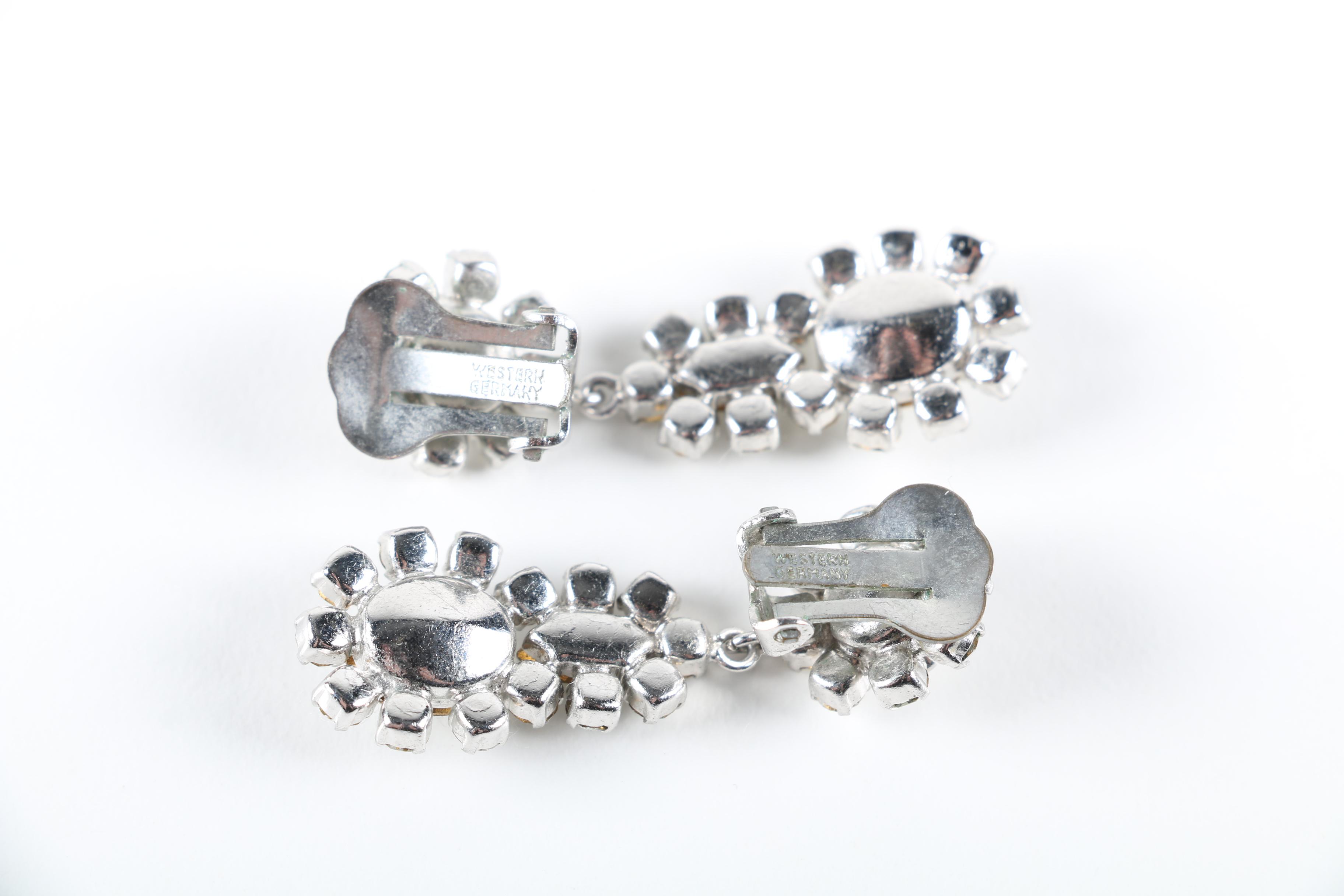 Rhinestone and Silver Tone Jewelry Including Ledo and Lisner