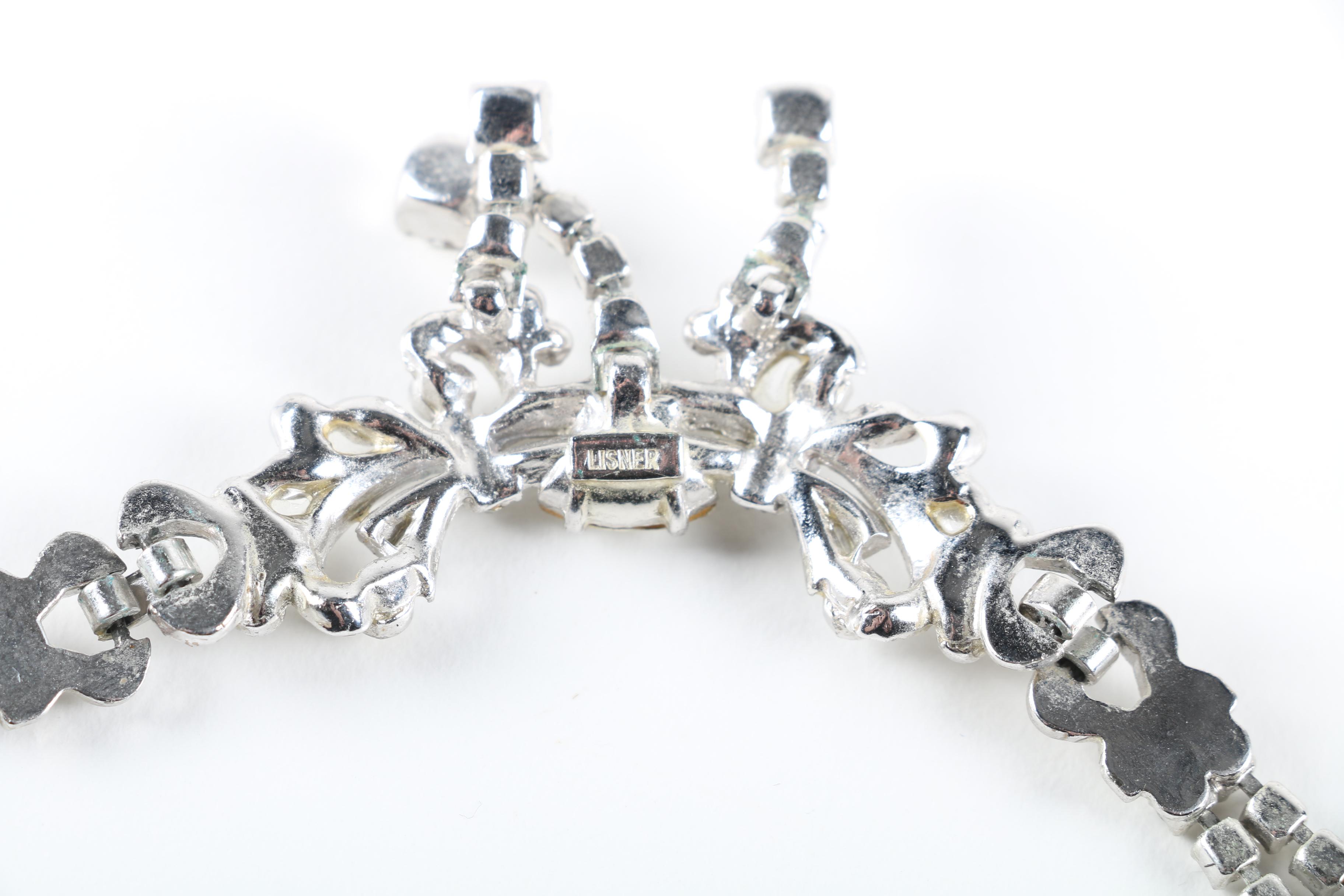 Rhinestone and Silver Tone Jewelry Including Ledo and Lisner