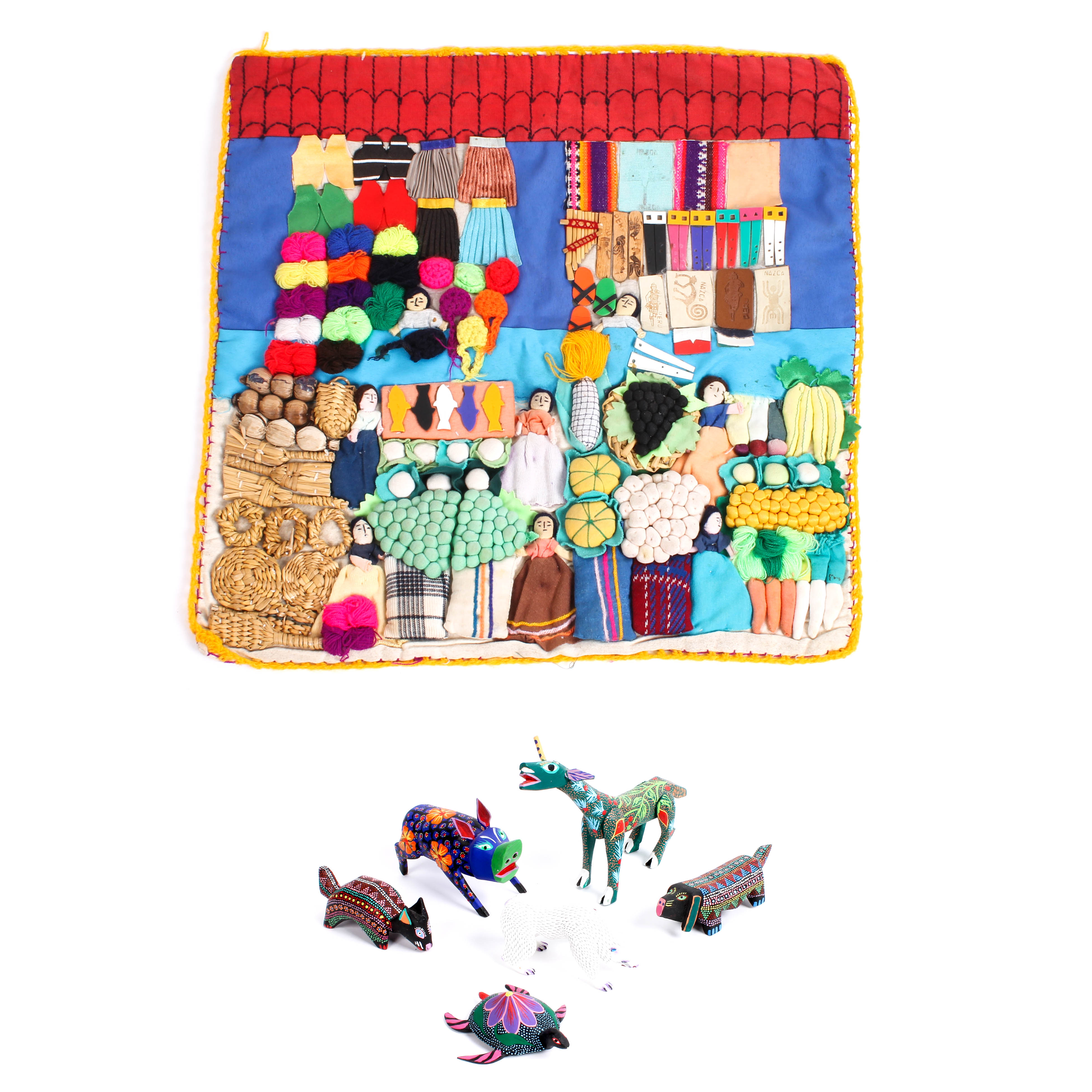 Peruvian Wood and Fabric Decor