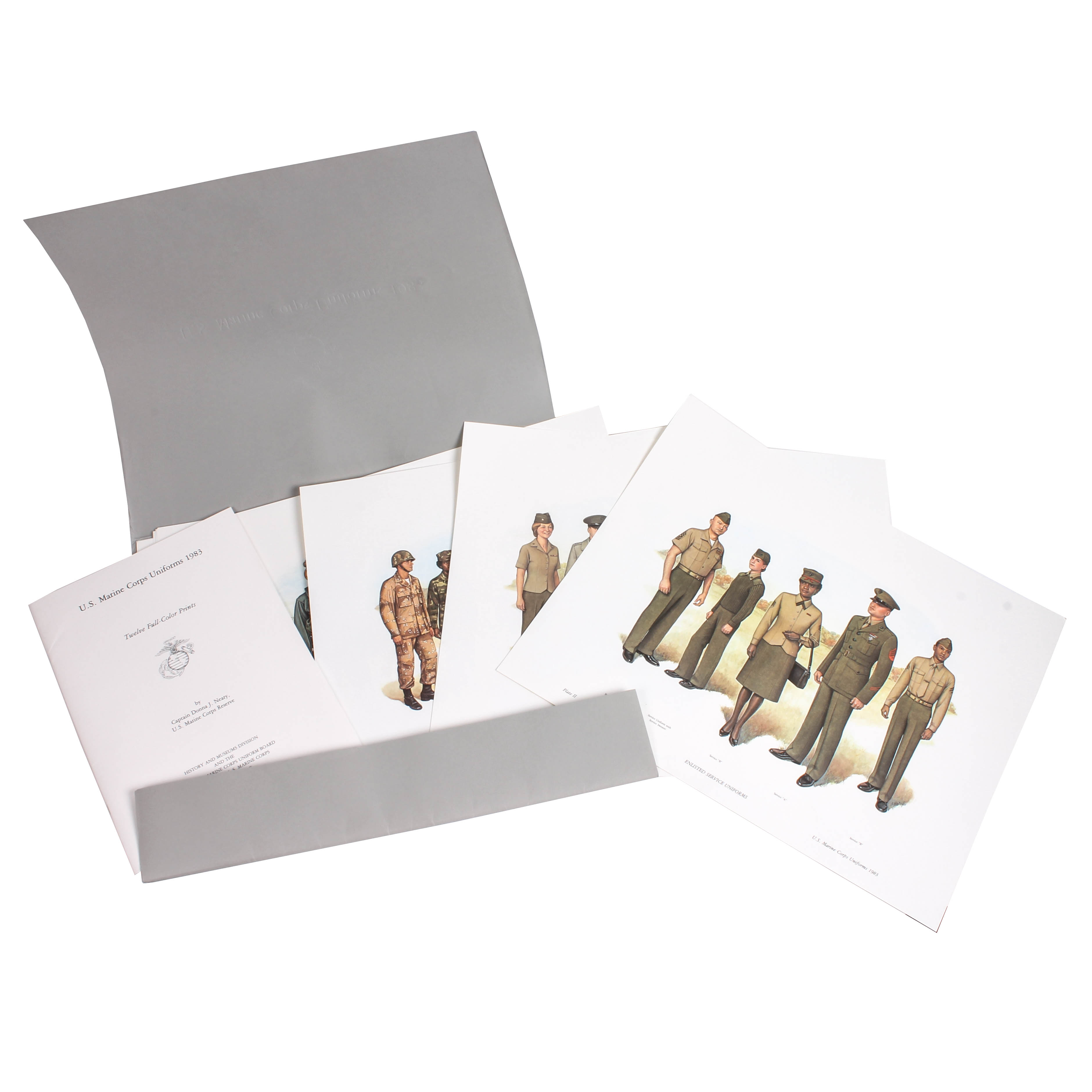 Captain Donna J. Neary Print Folio Depicting U.S. Marine Corps Uniforms