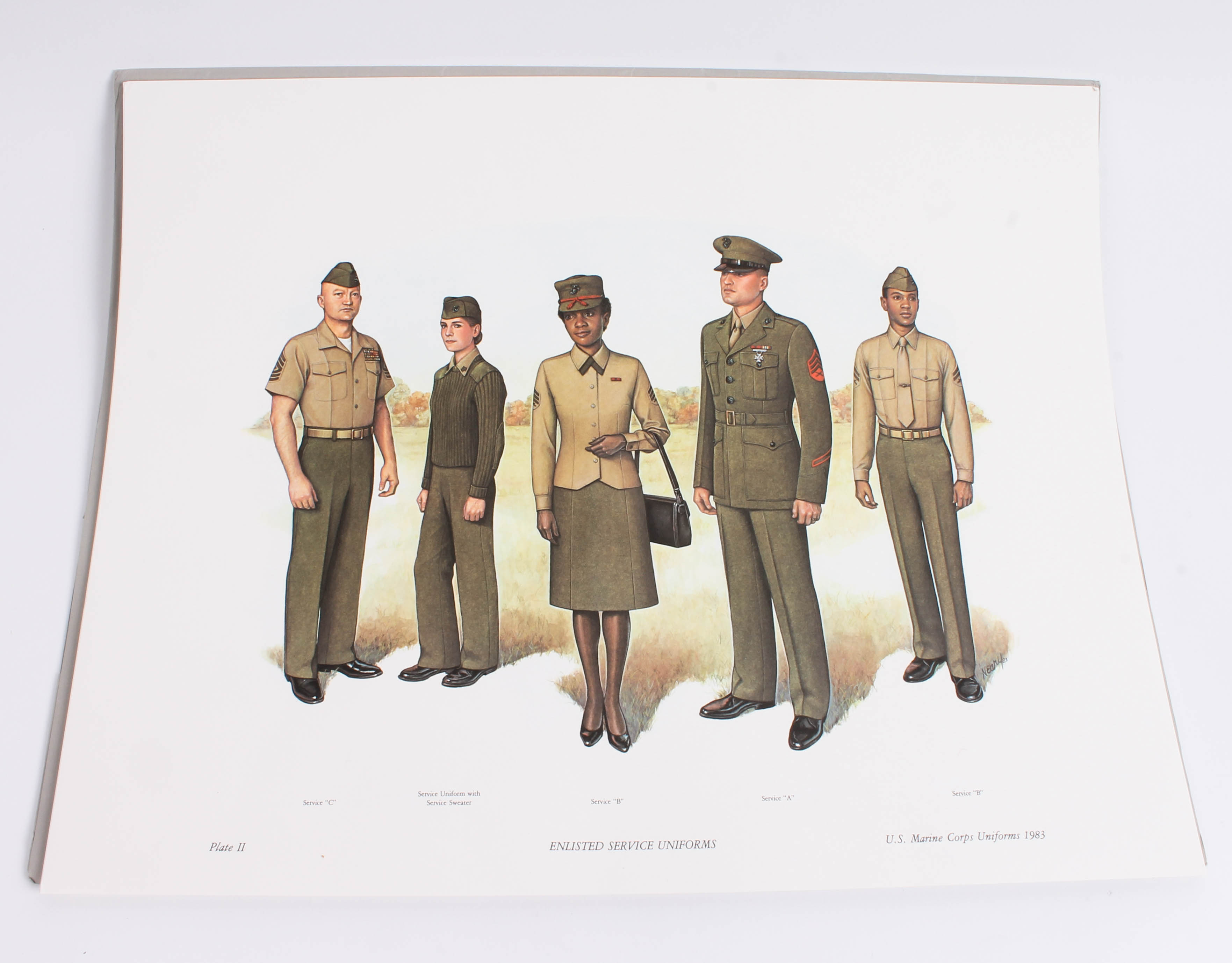 Captain Donna J. Neary Print Folio Depicting U.S. Marine Corps Uniforms