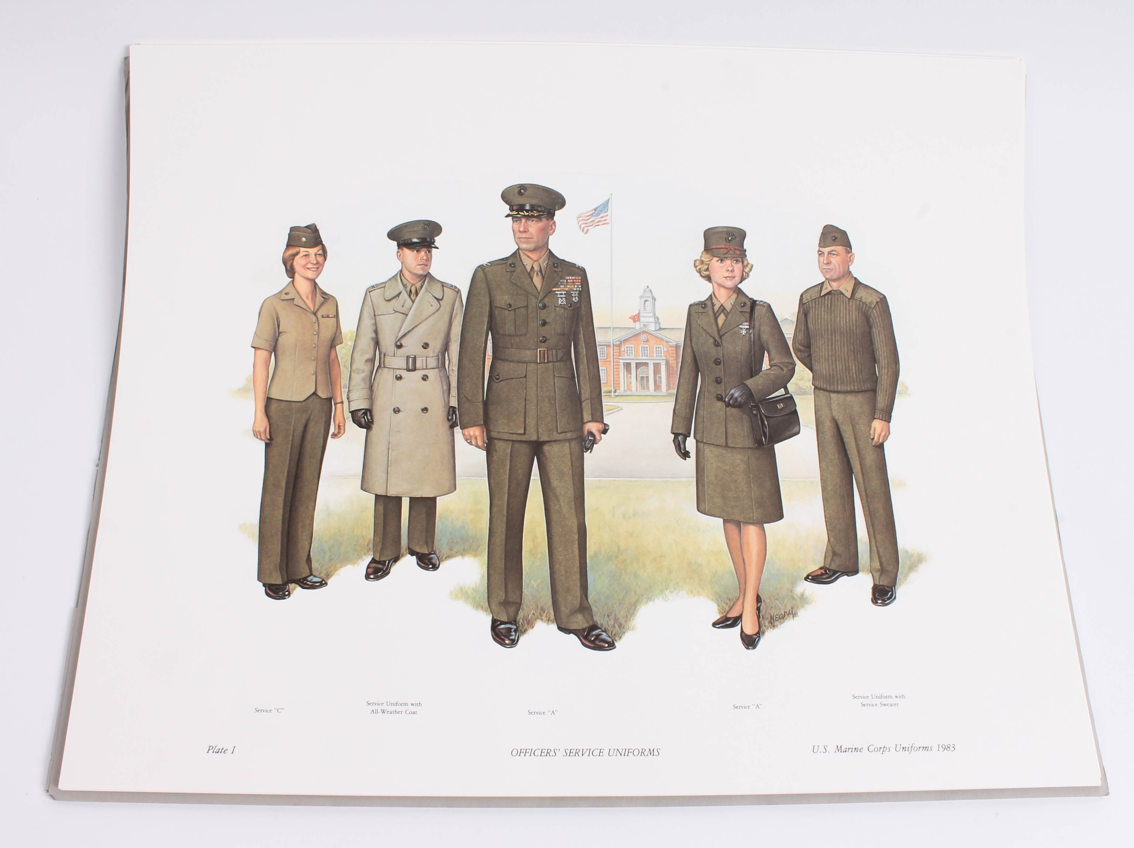 Captain Donna J. Neary Print Folio Depicting U.S. Marine Corps Uniforms