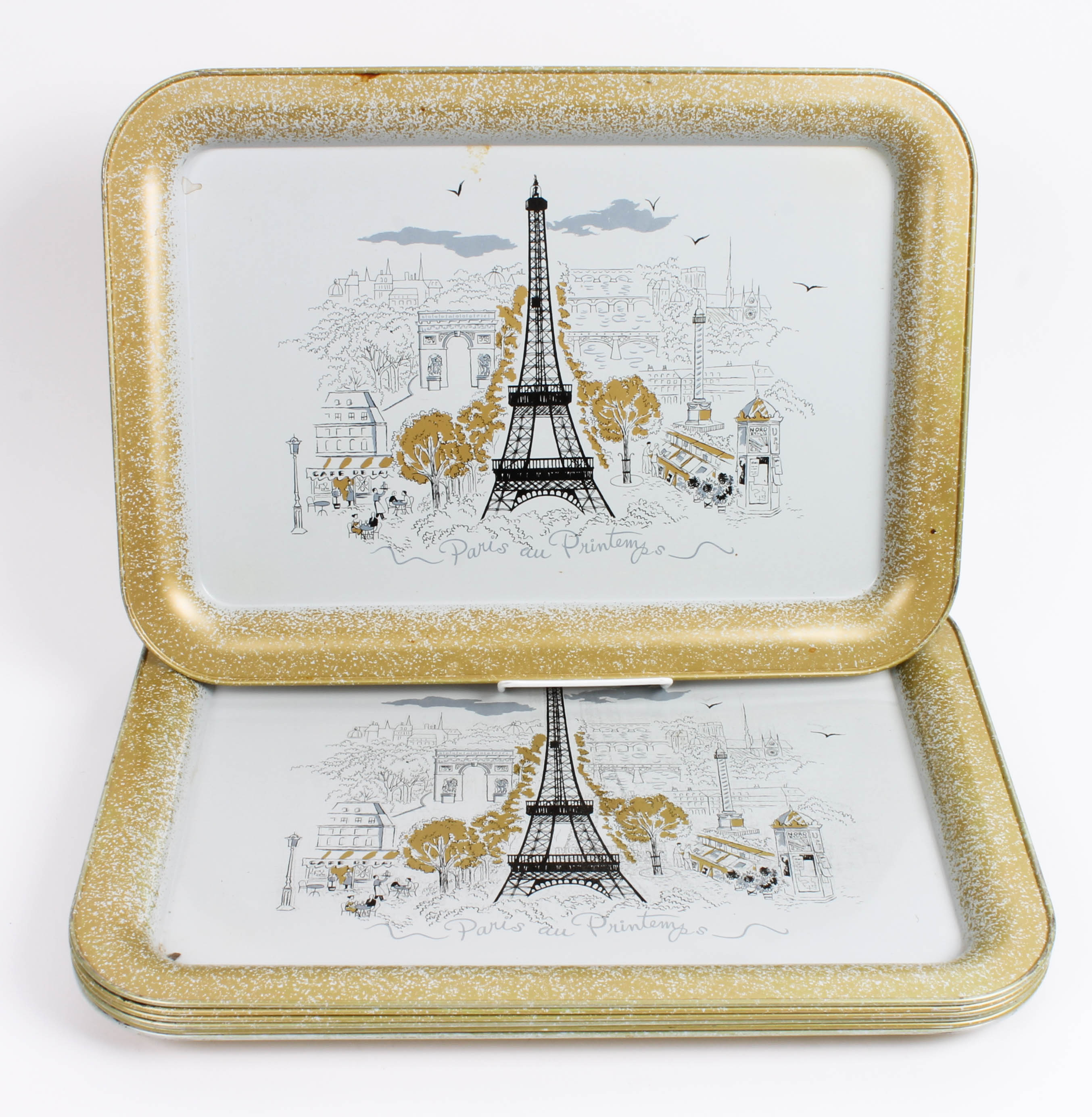 Collection of Vintage Printed Aluminum Trays