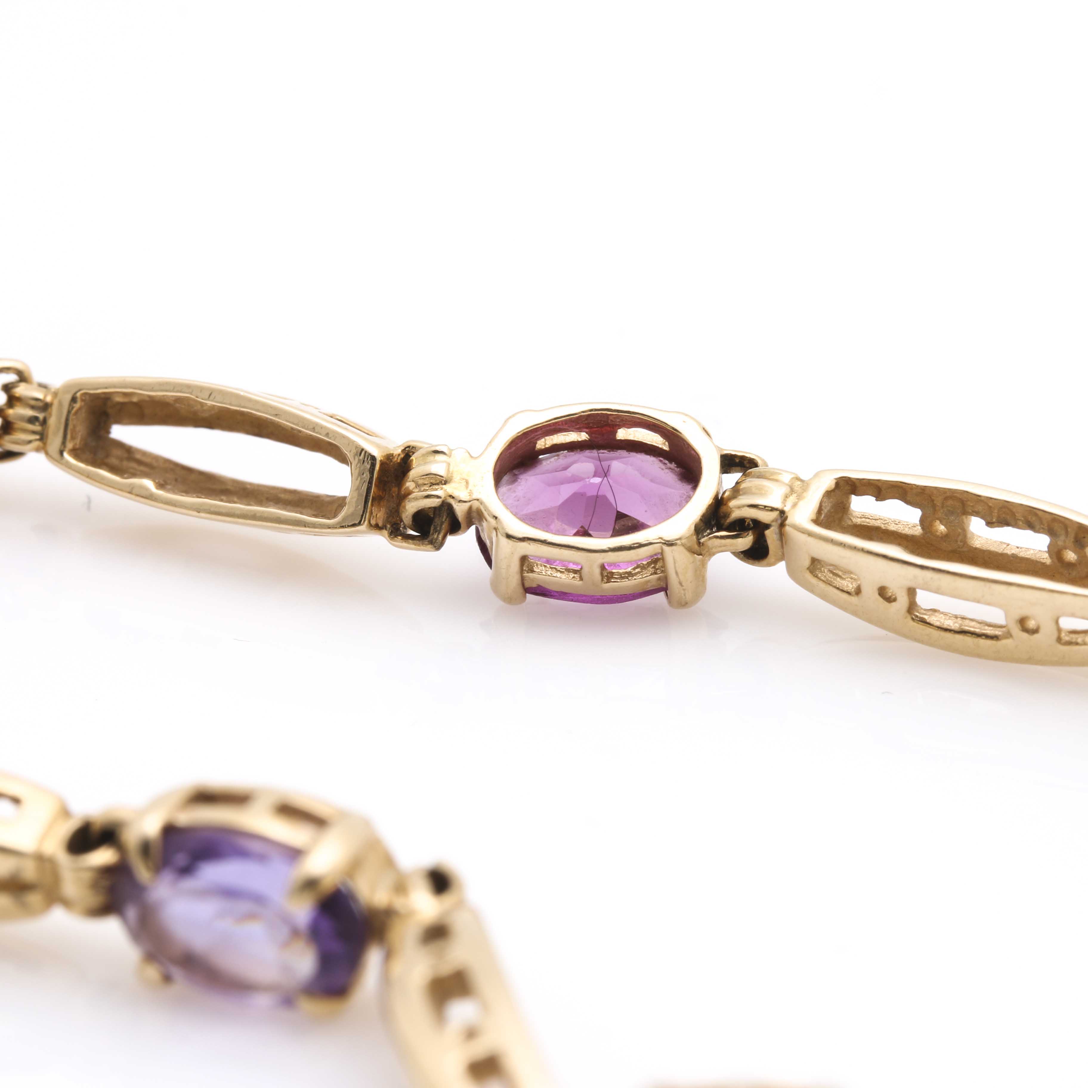 14K Yellow Gold Multi-Gemstone and Openwork Link Bracelet