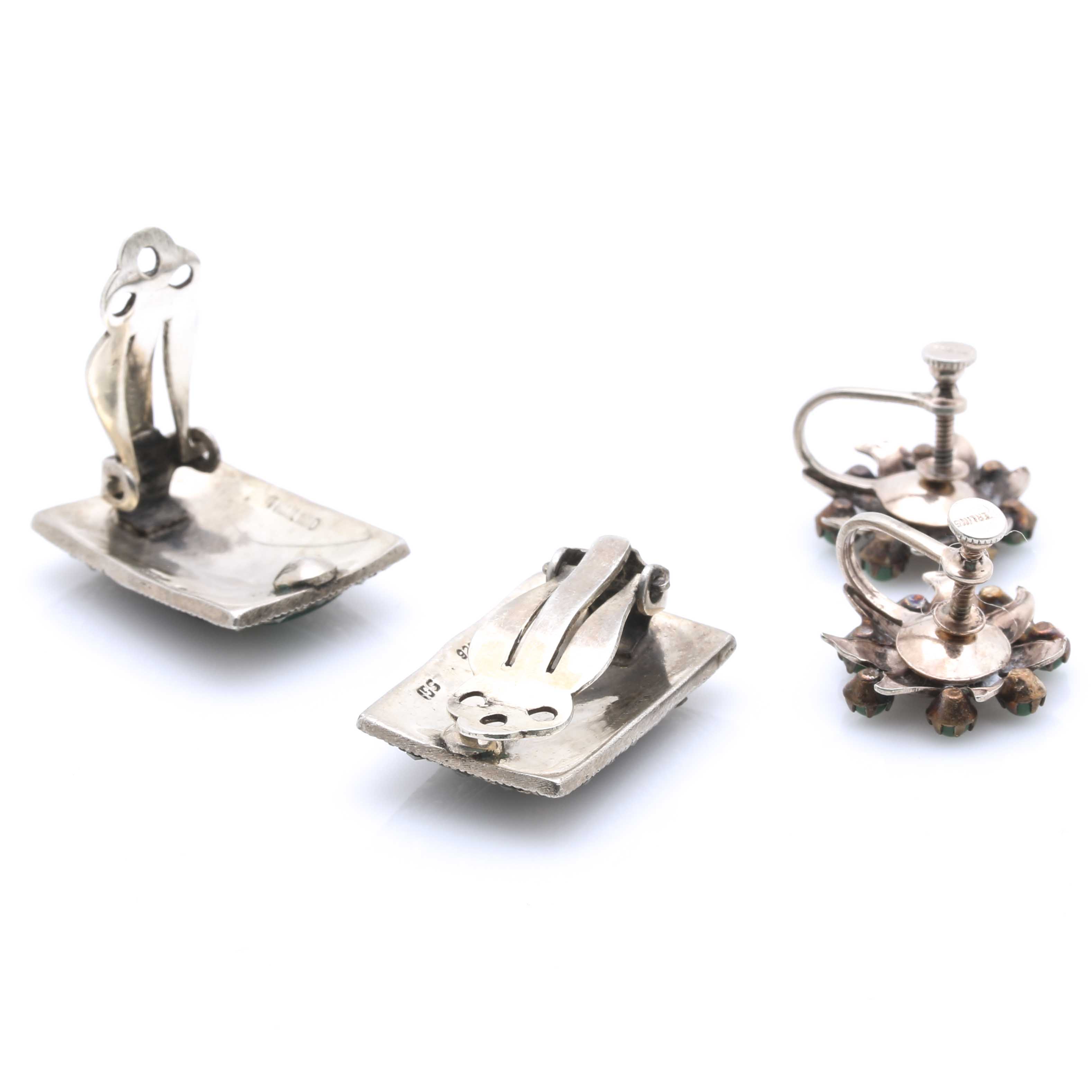 Assortment of Sterling Silver Jewelry With Gemstones and Glass