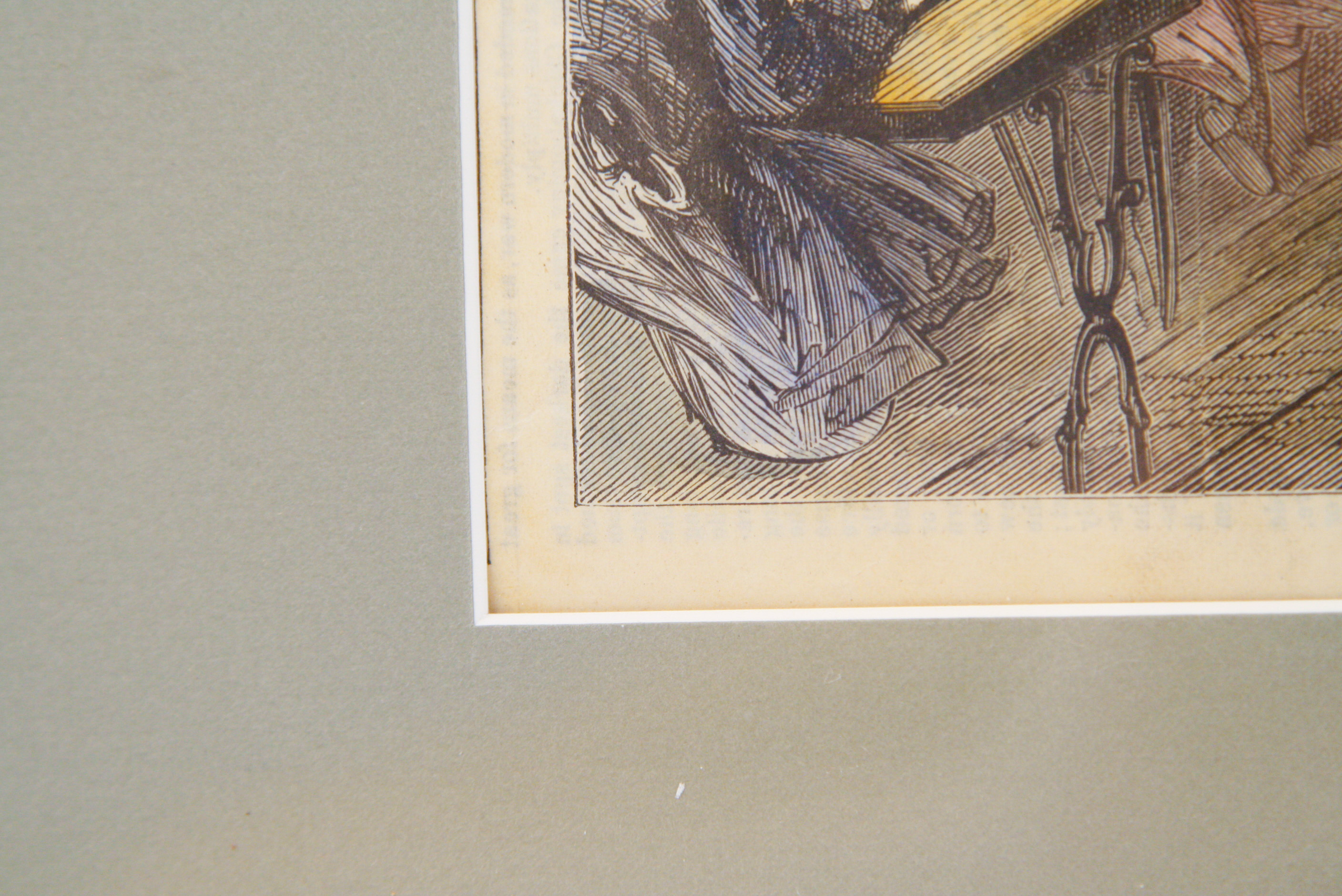 1874 Hand-Tinted Folio Lithograph on Paper of a Dressmaking School