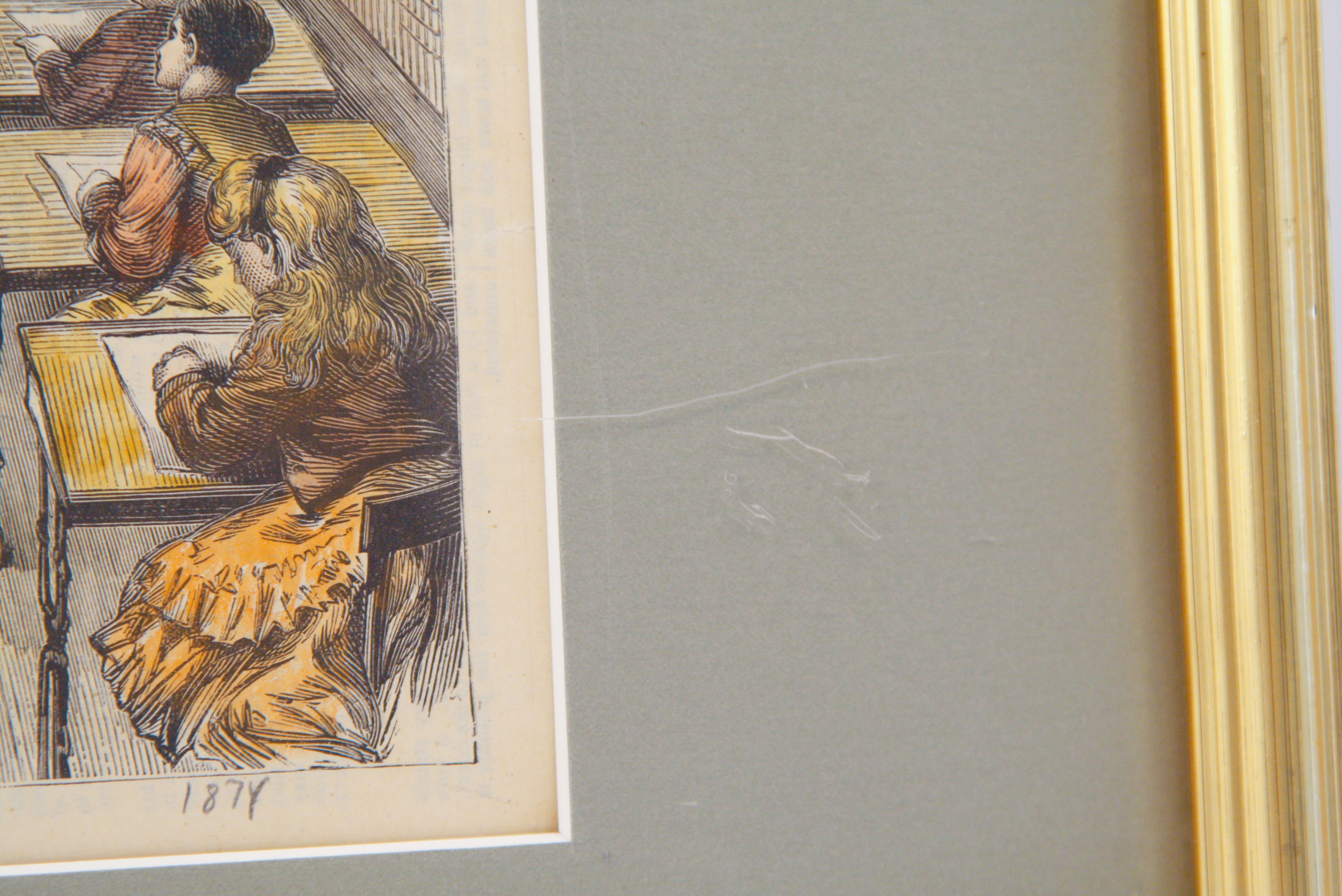 1874 Hand-Tinted Folio Lithograph on Paper of a Dressmaking School