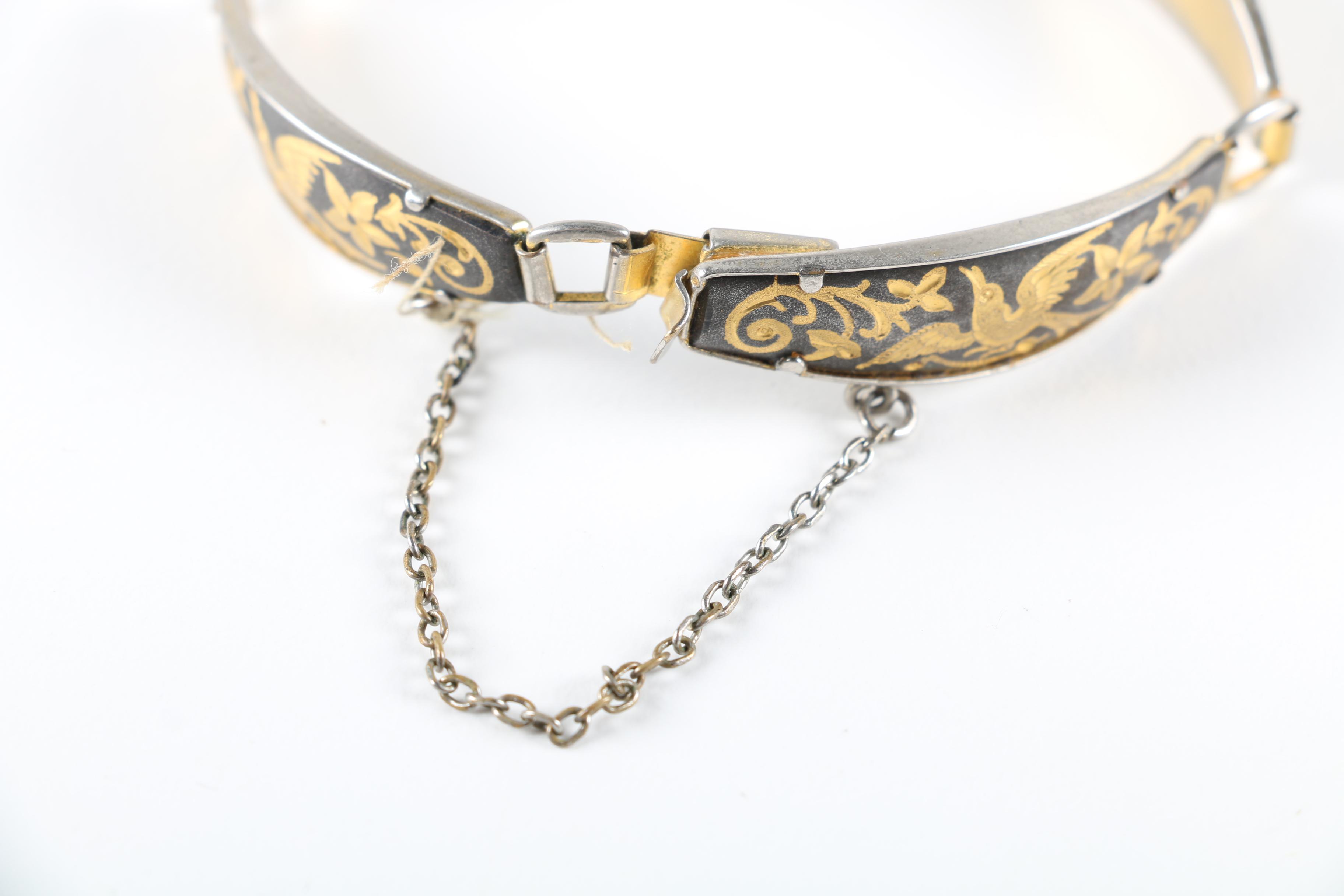 Gold Tone Bracelet and Earrings