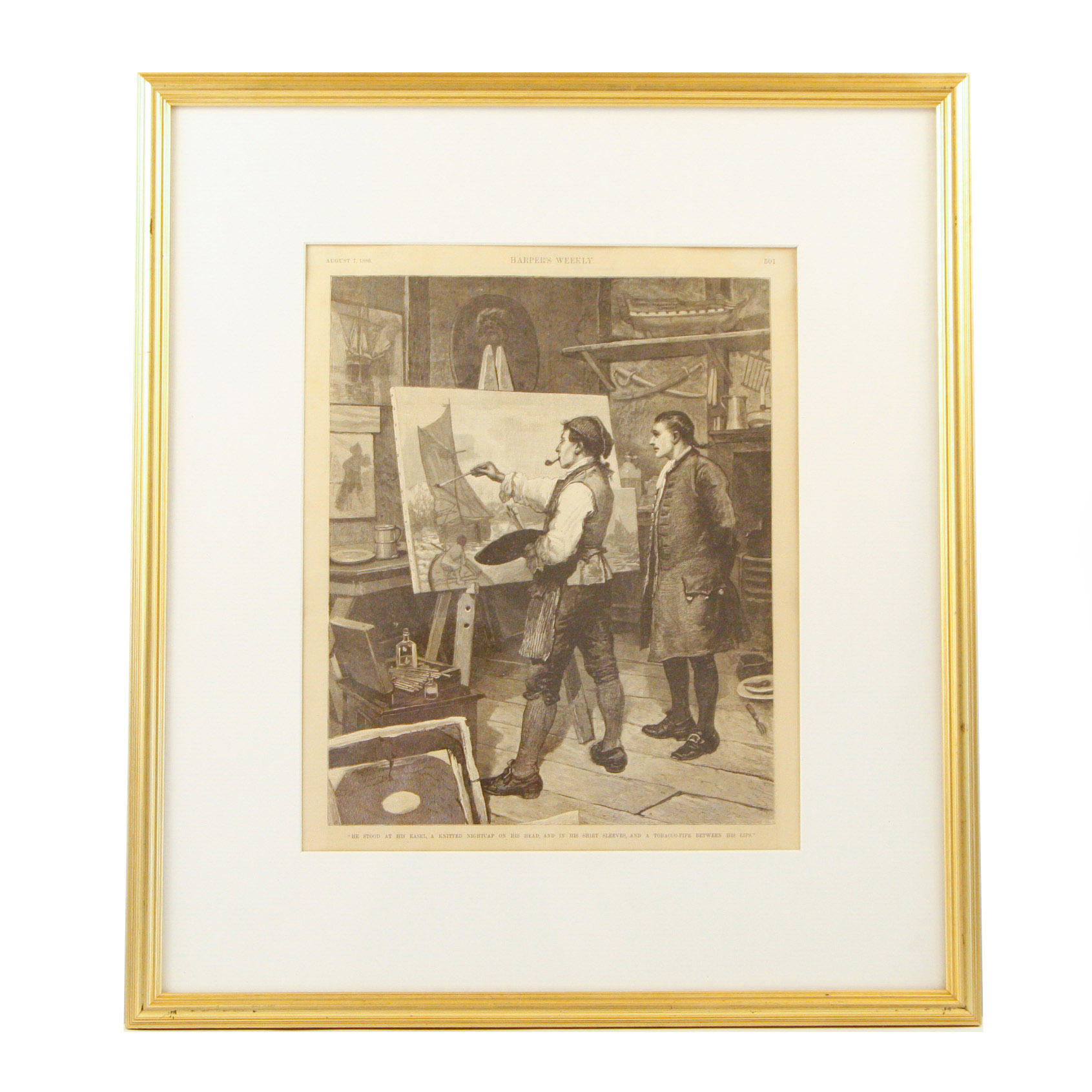 1886 Framed Harper's Weekly Folio Lithograph on Paper