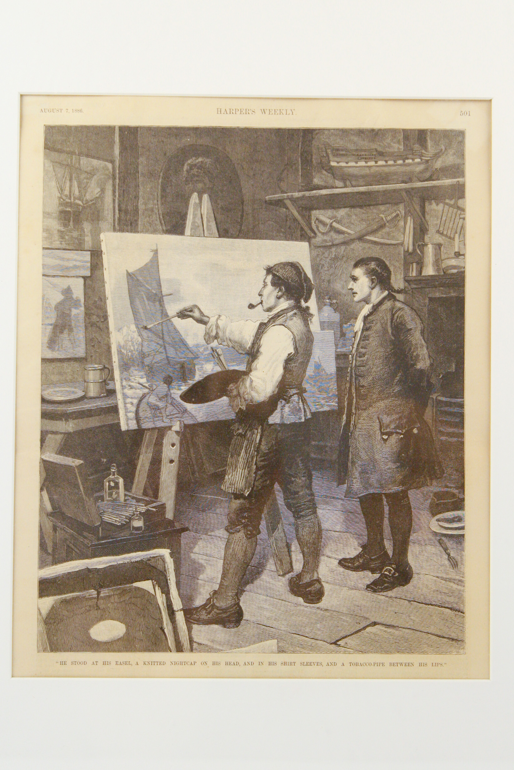 1886 Framed Harper's Weekly Folio Lithograph on Paper