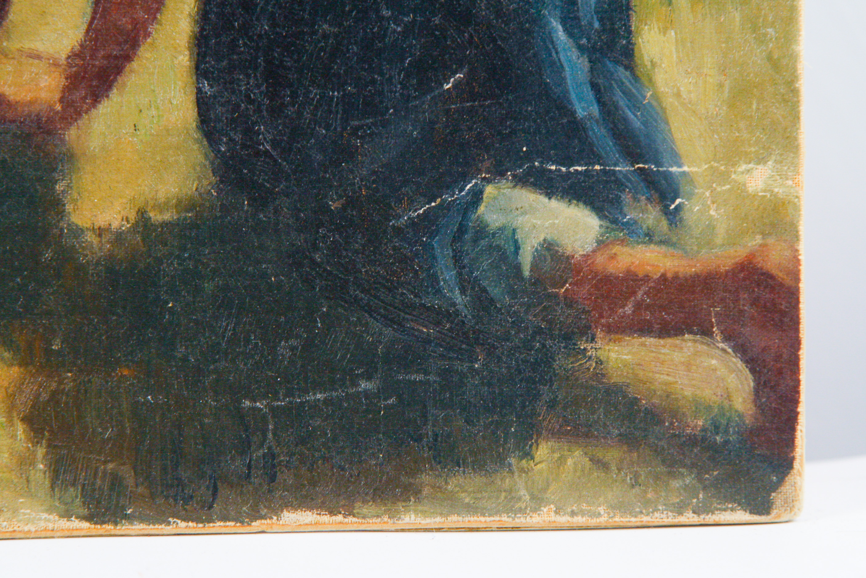 Original Oil on Canvas Board of Workers in a Wheat Field