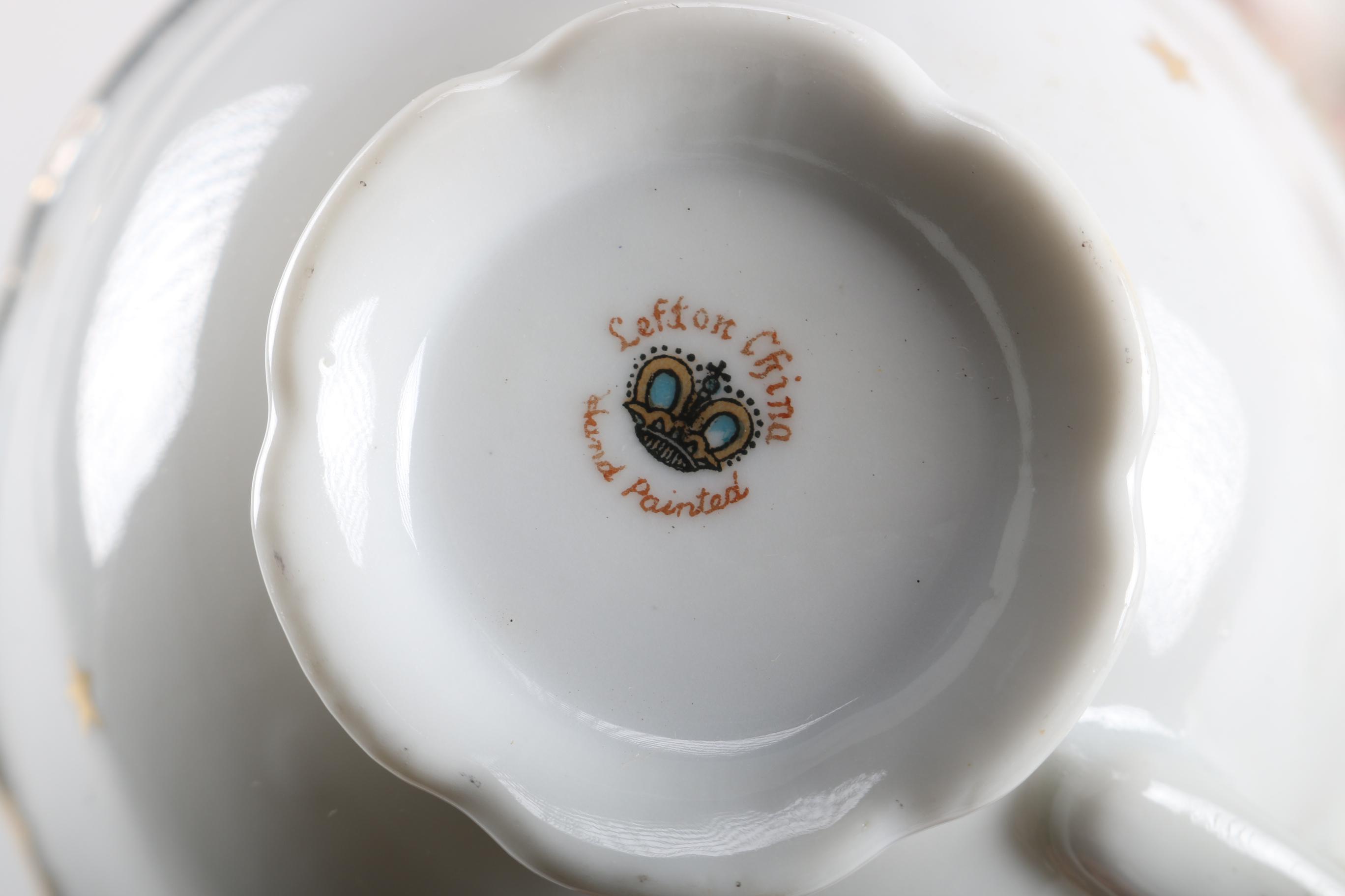 Collection of China and Porcelain Teacups and Saucers Featuring Lefton and Haviland