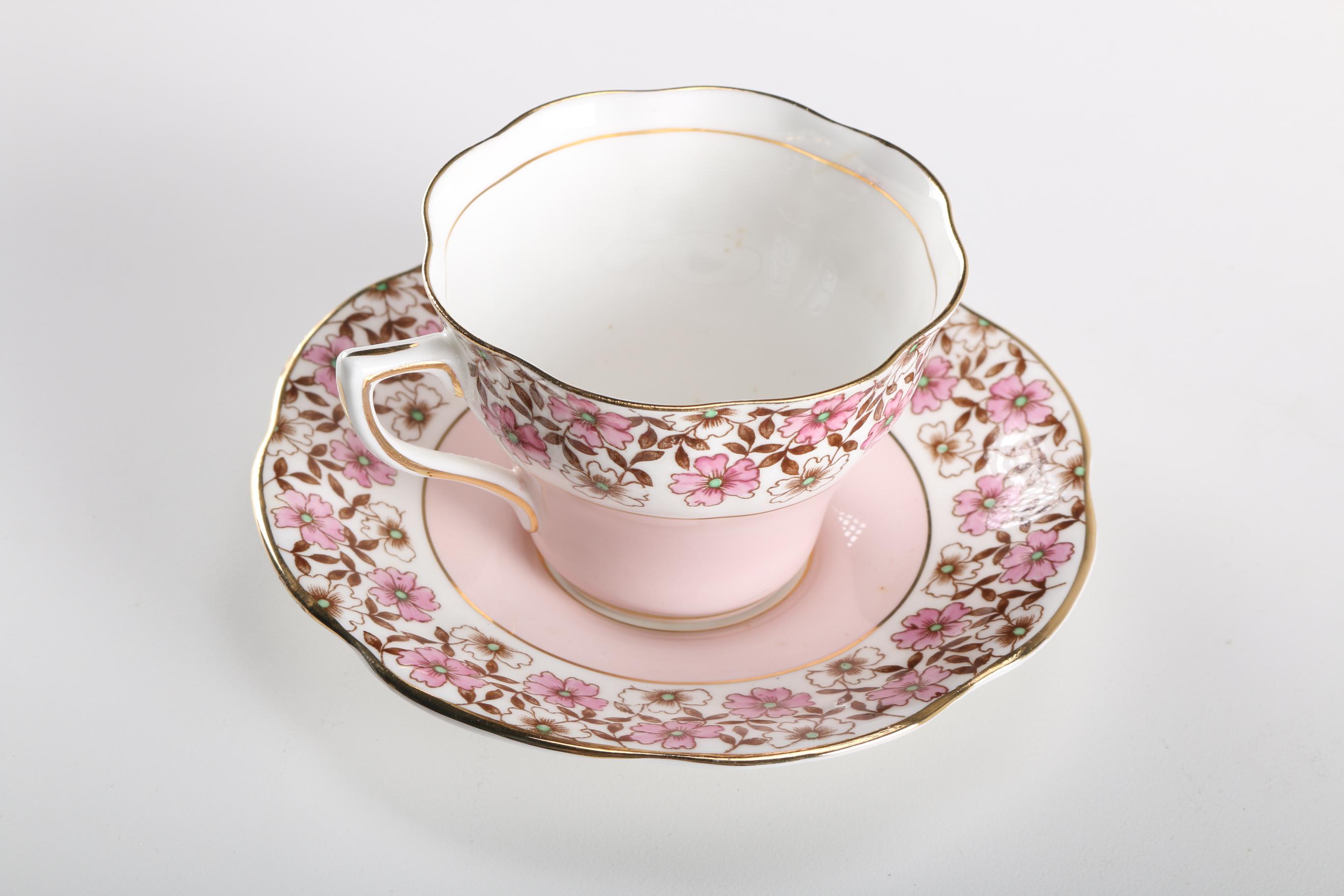 Collection of China and Porcelain Teacups and Saucers Featuring Lefton and Haviland