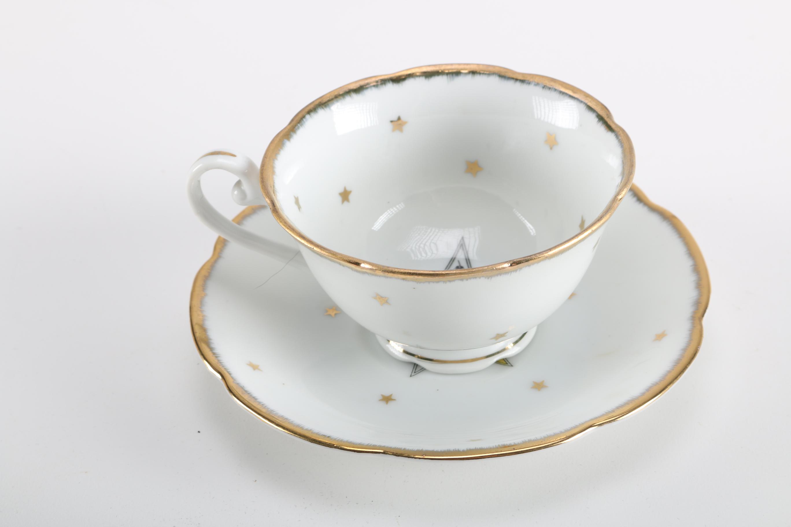 Collection of China and Porcelain Teacups and Saucers Featuring Lefton and Haviland