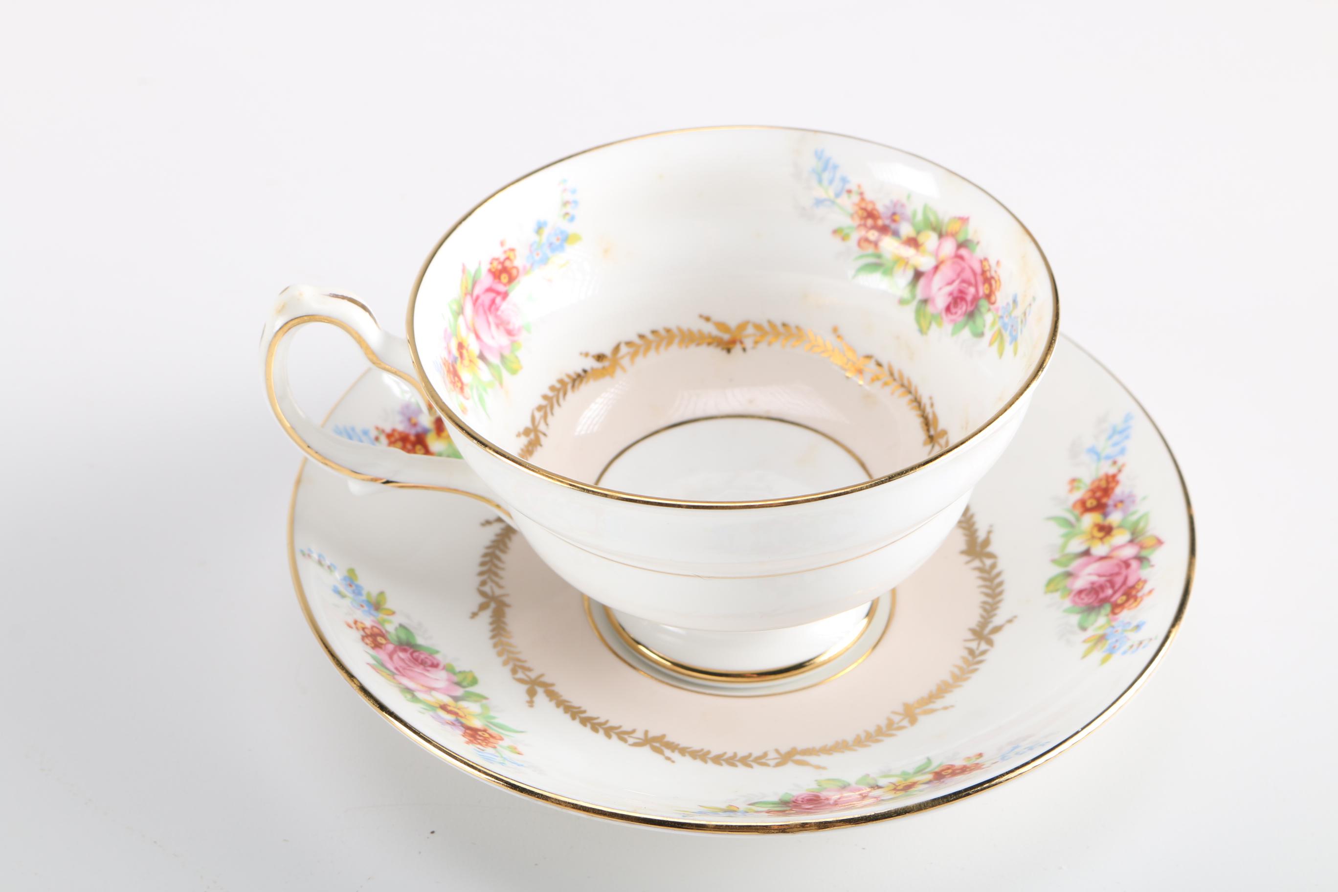 Collection of China and Porcelain Teacups and Saucers Featuring Lefton and Haviland