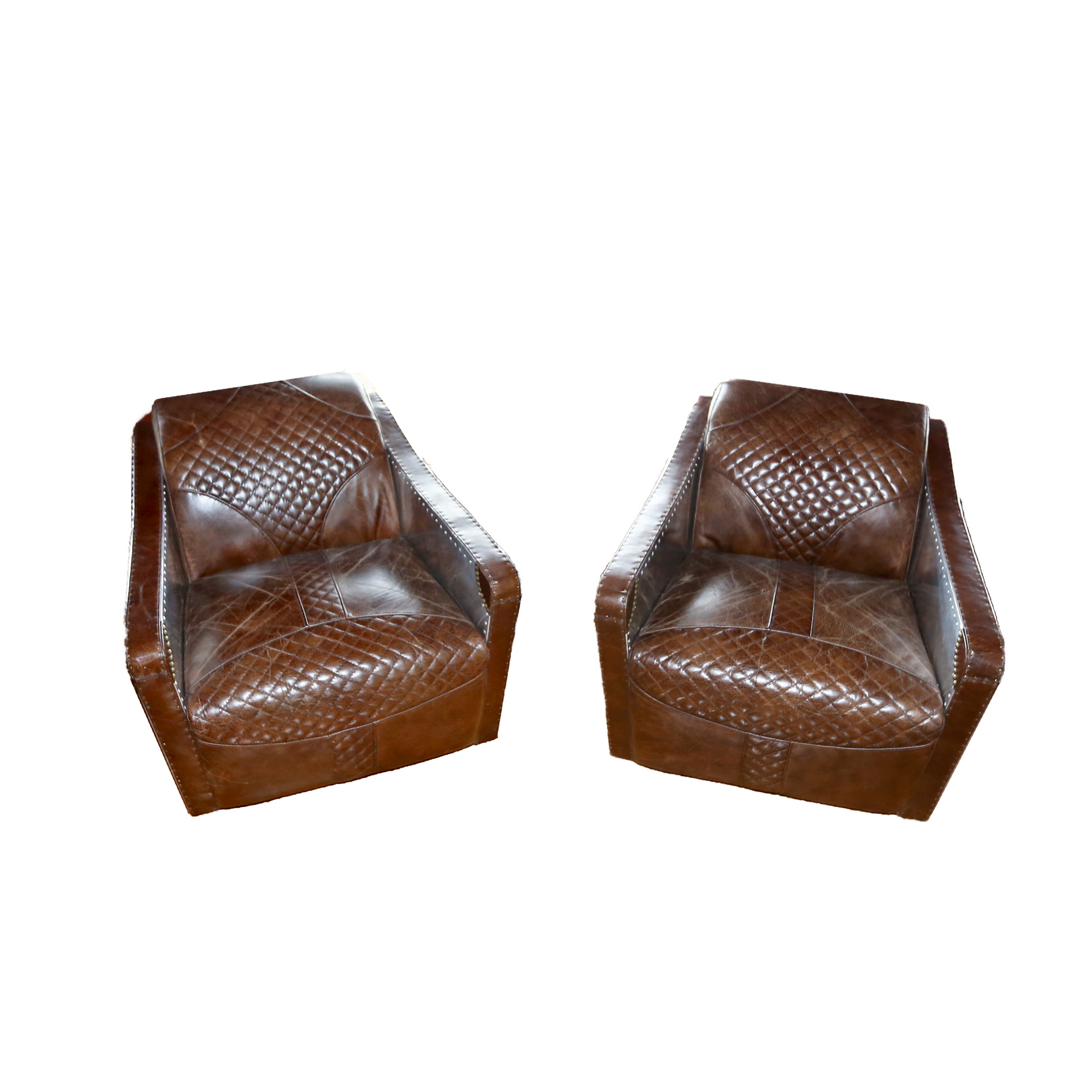 Contemporary Leather Aviator Club Chairs