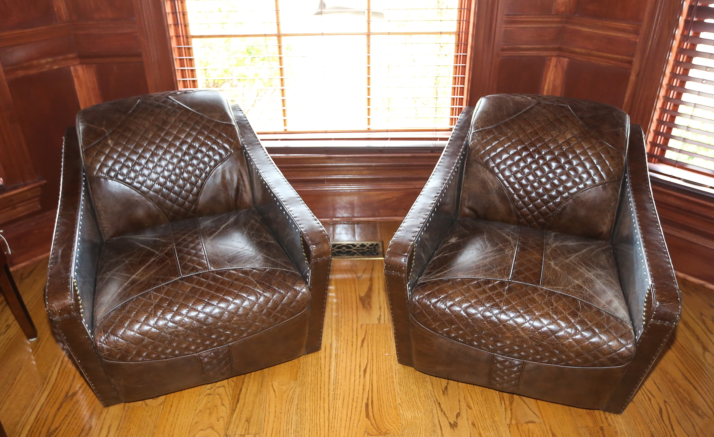 Contemporary Leather Aviator Club Chairs