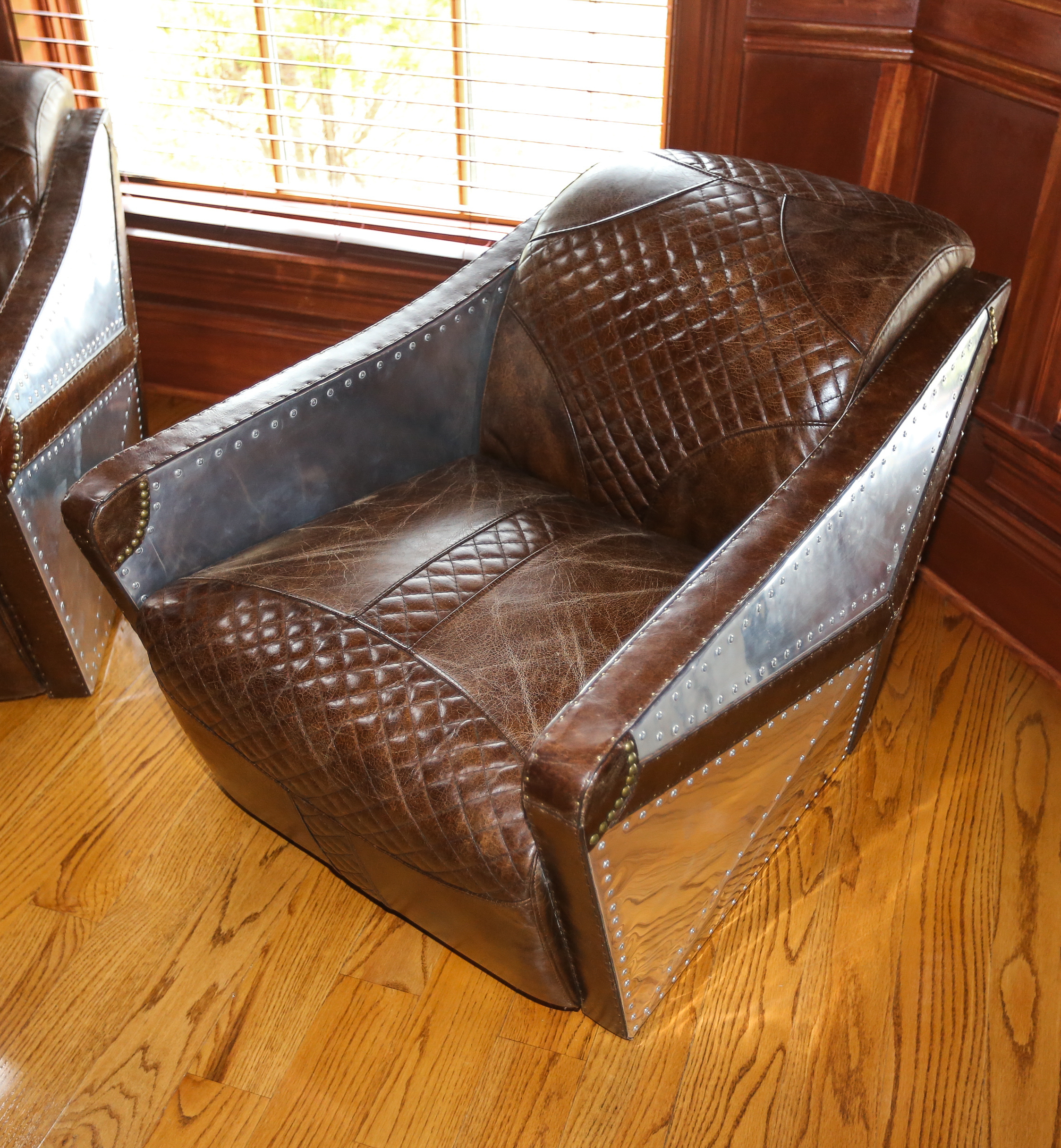 Contemporary Leather Aviator Club Chairs