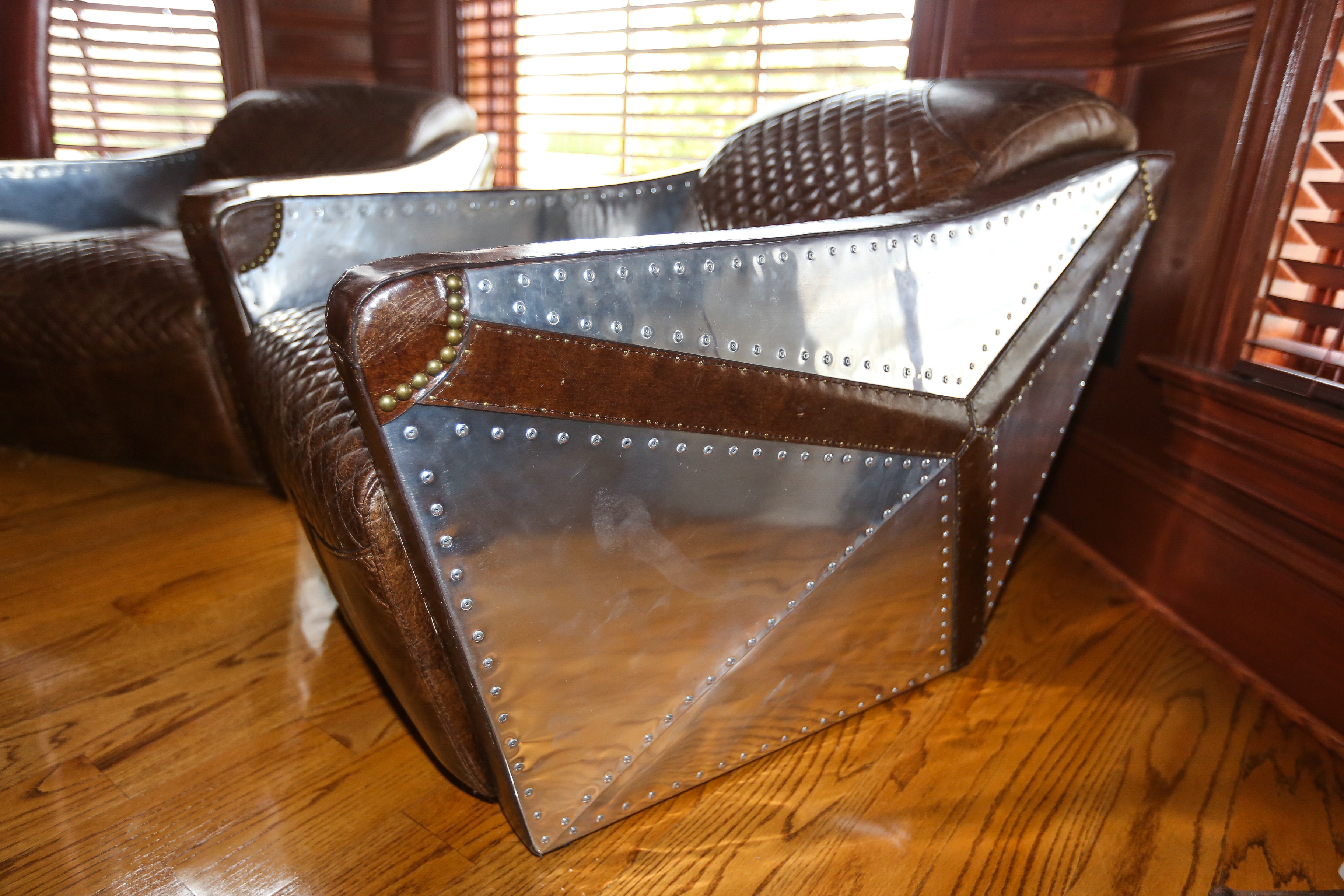 Contemporary Leather Aviator Club Chairs