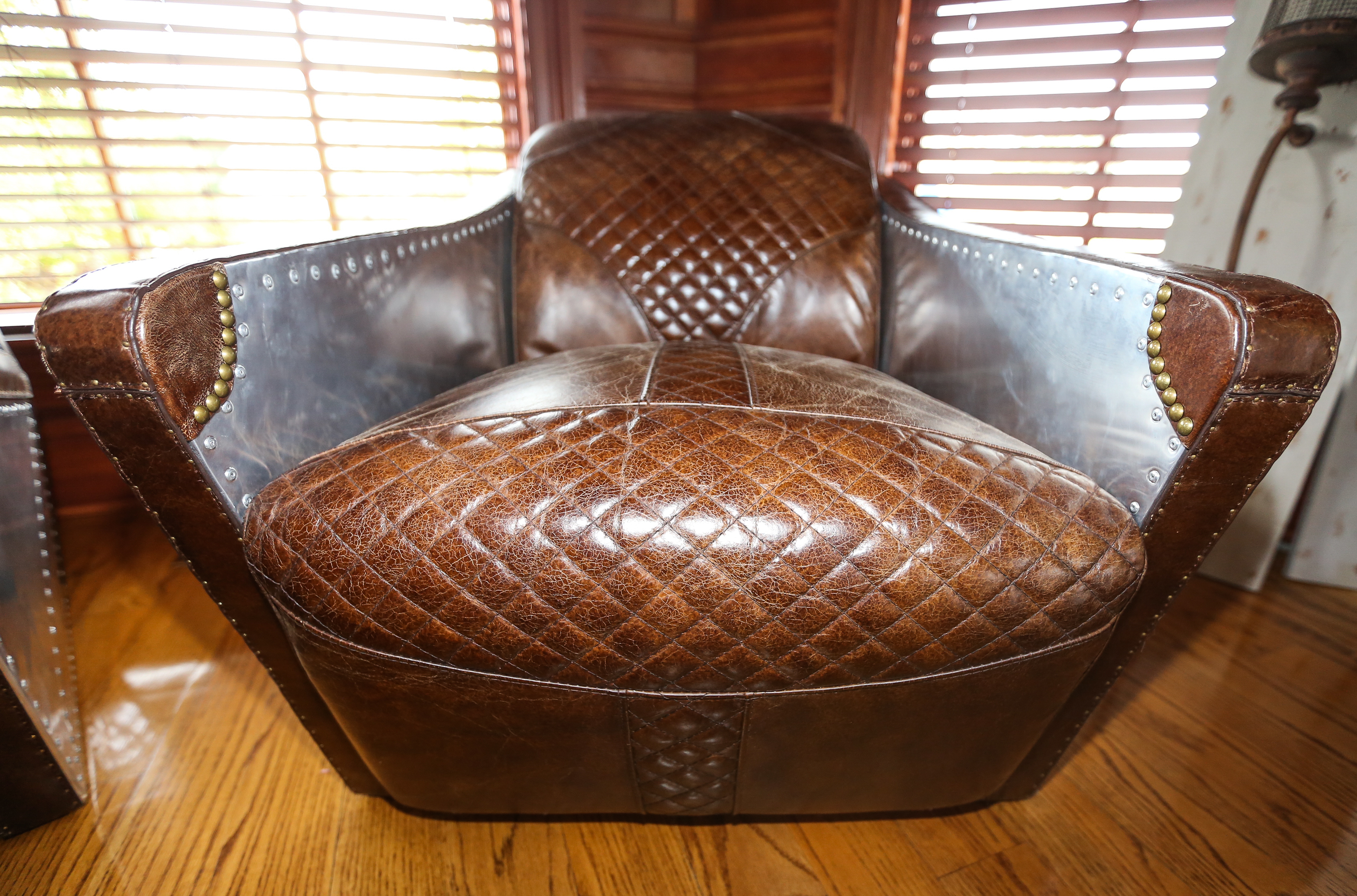 Contemporary Leather Aviator Club Chairs