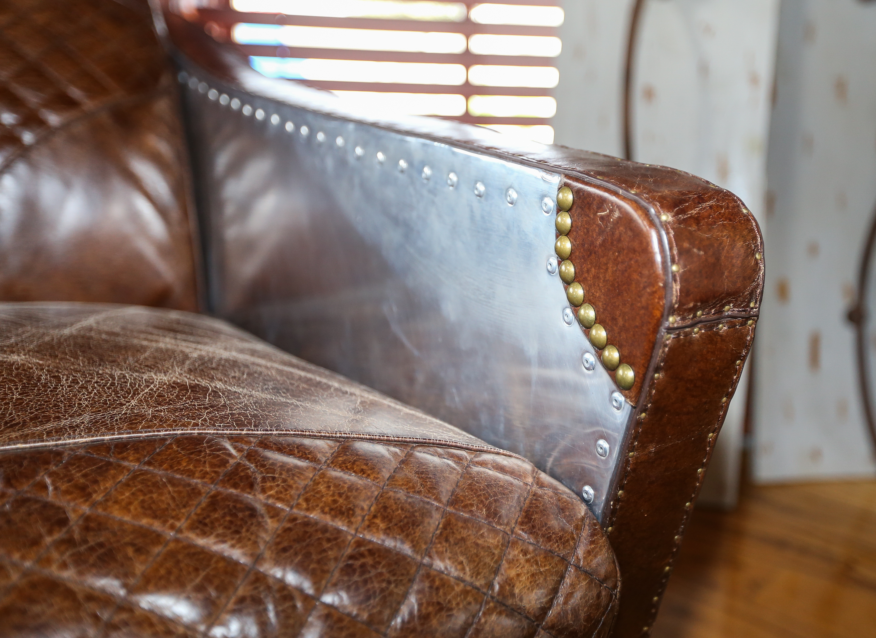 Contemporary Leather Aviator Club Chairs