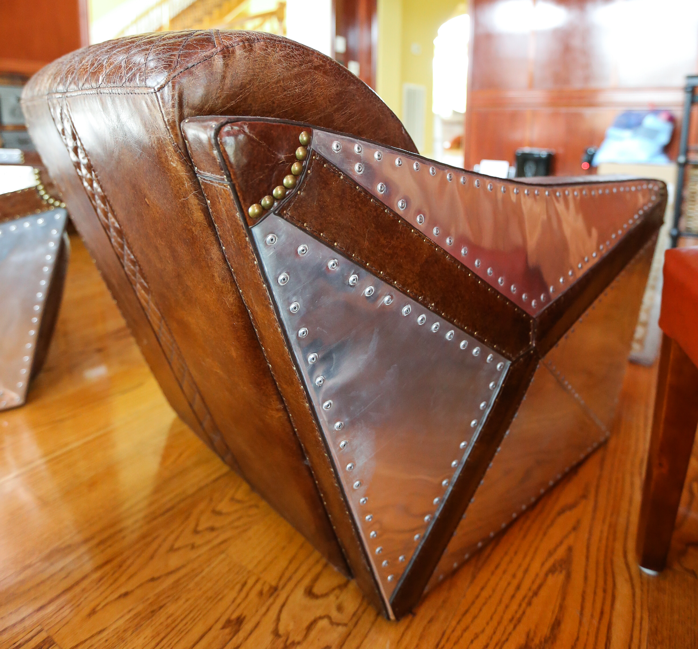 Contemporary Leather Aviator Club Chairs