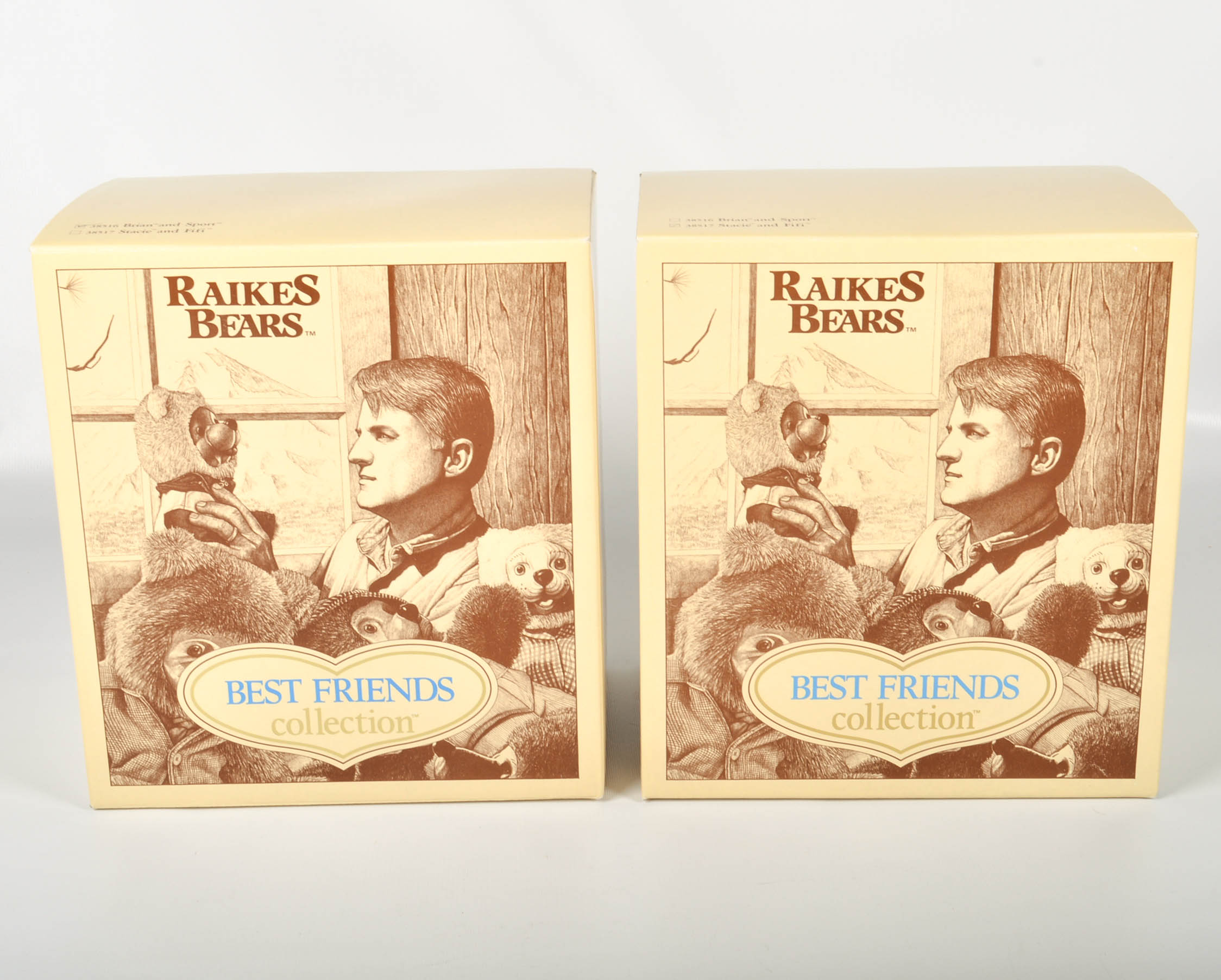 Robert Raikes Limited Edition Mohair and Wood "Best Friends" Collection Teddy Bears