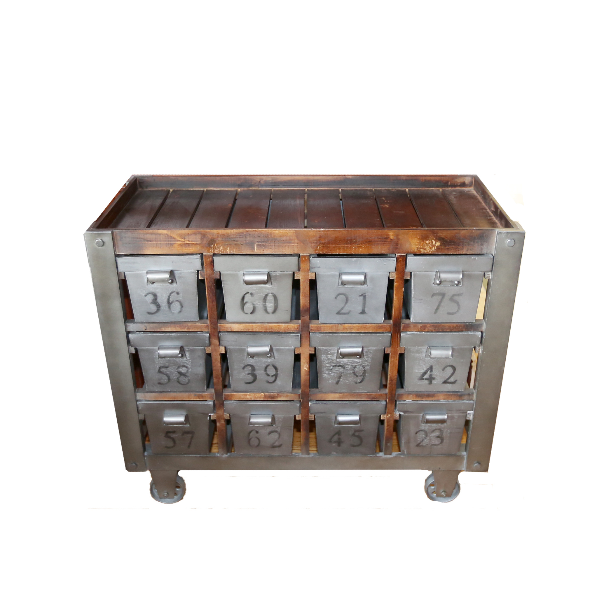 E&E Co. LTD Metal and Wood Rustic Storage Cabinet