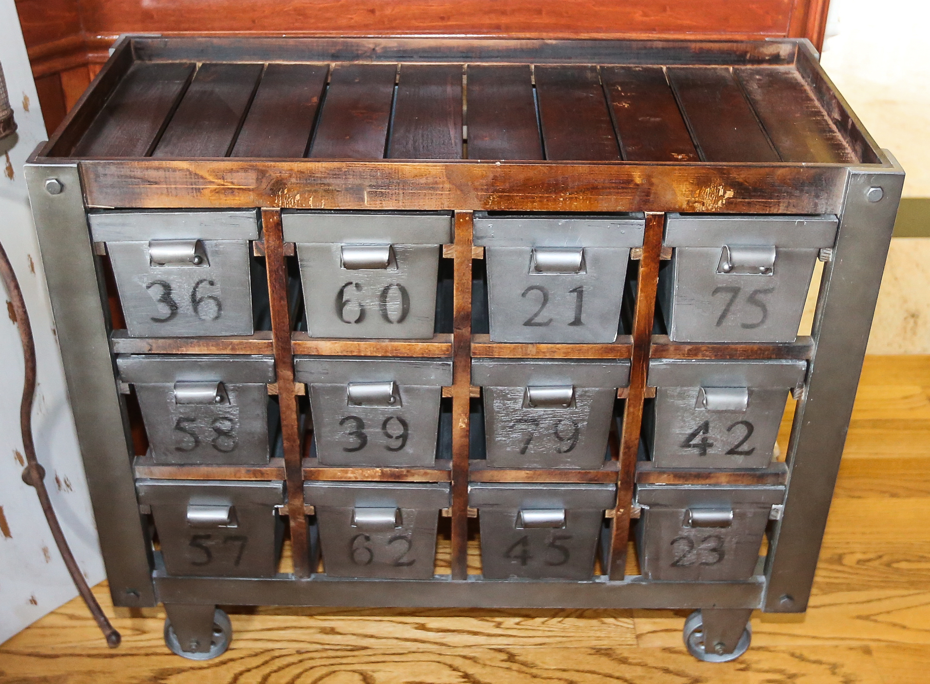 E&E Co. LTD Metal and Wood Rustic Storage Cabinet