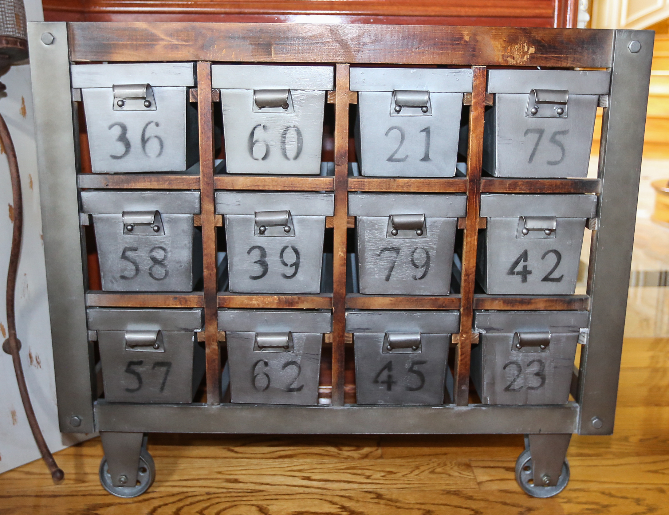 E&E Co. LTD Metal and Wood Rustic Storage Cabinet