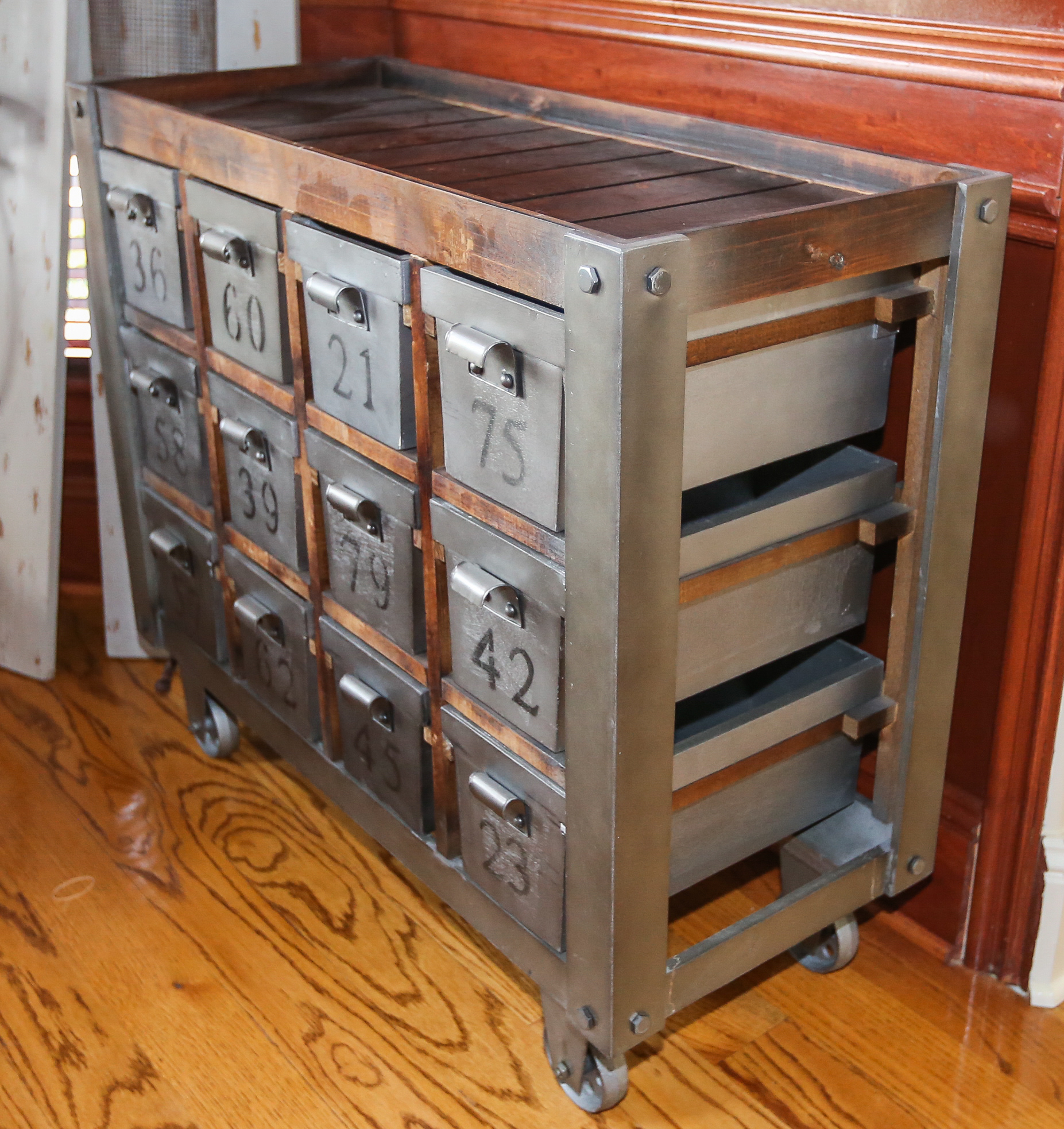 E&E Co. LTD Metal and Wood Rustic Storage Cabinet