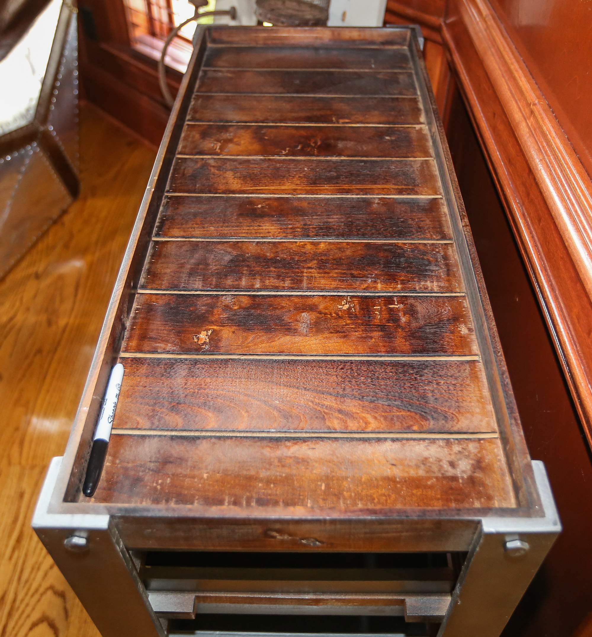 E&E Co. LTD Metal and Wood Rustic Storage Cabinet