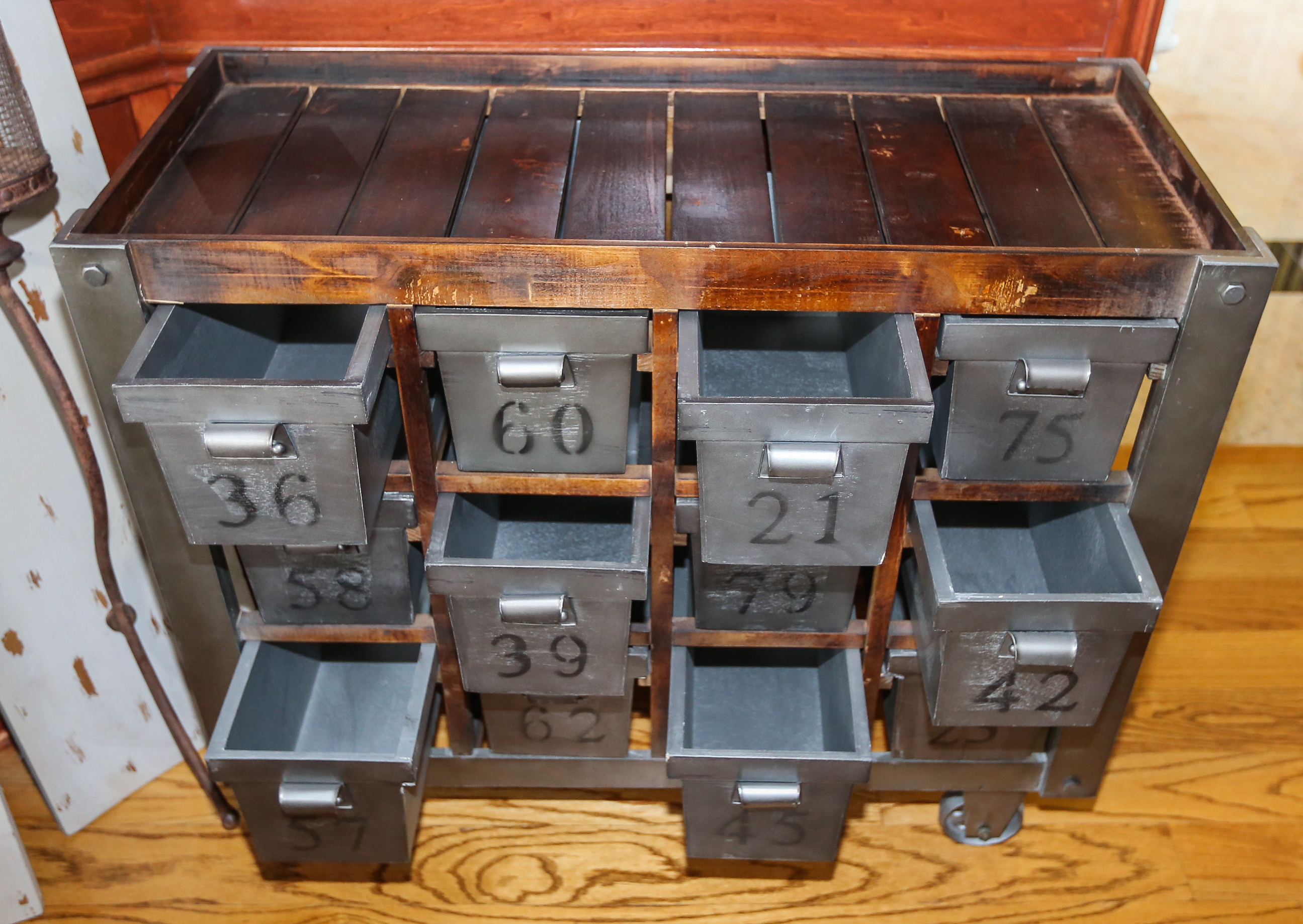 E&E Co. LTD Metal and Wood Rustic Storage Cabinet