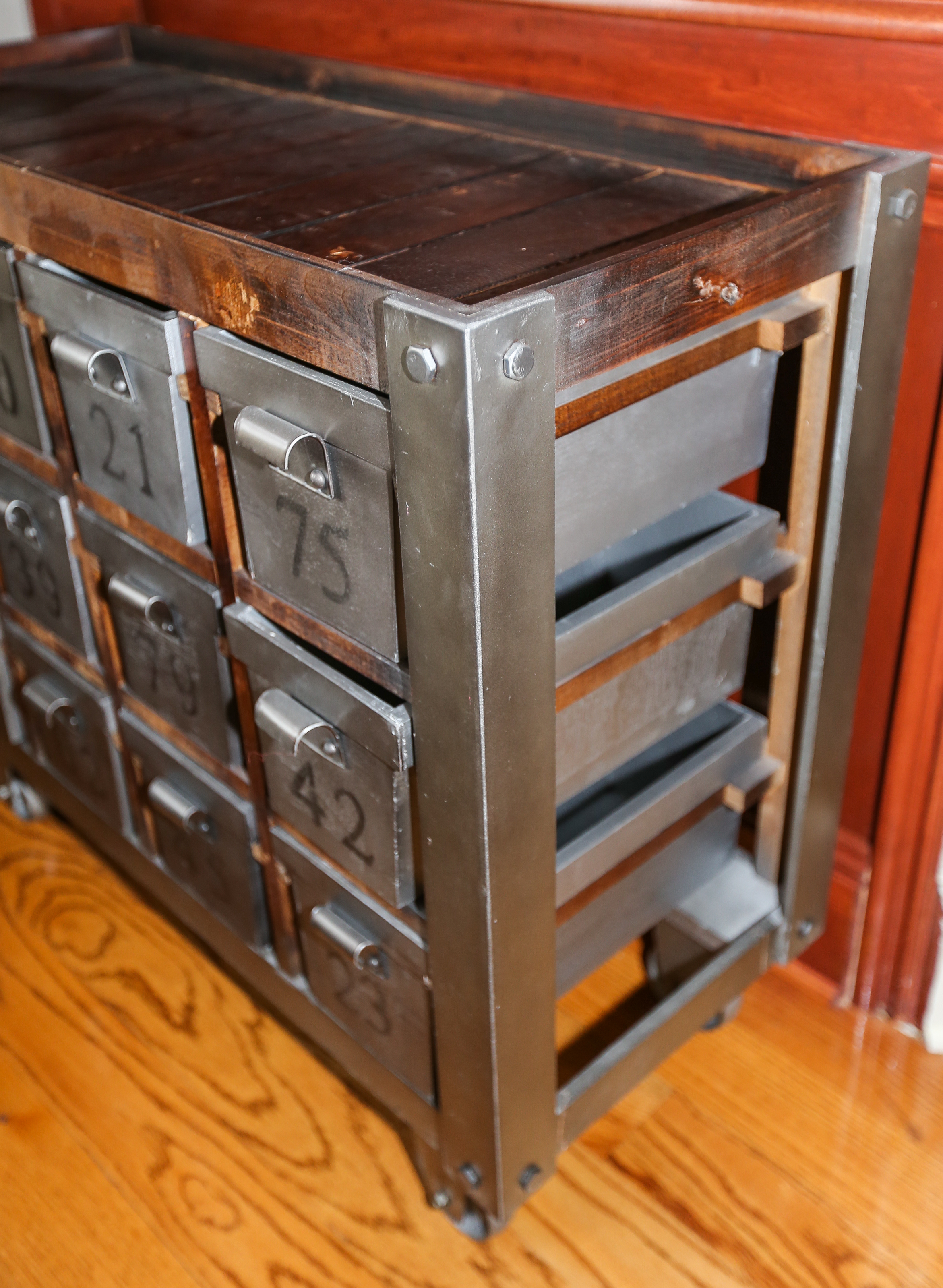 E&E Co. LTD Metal and Wood Rustic Storage Cabinet