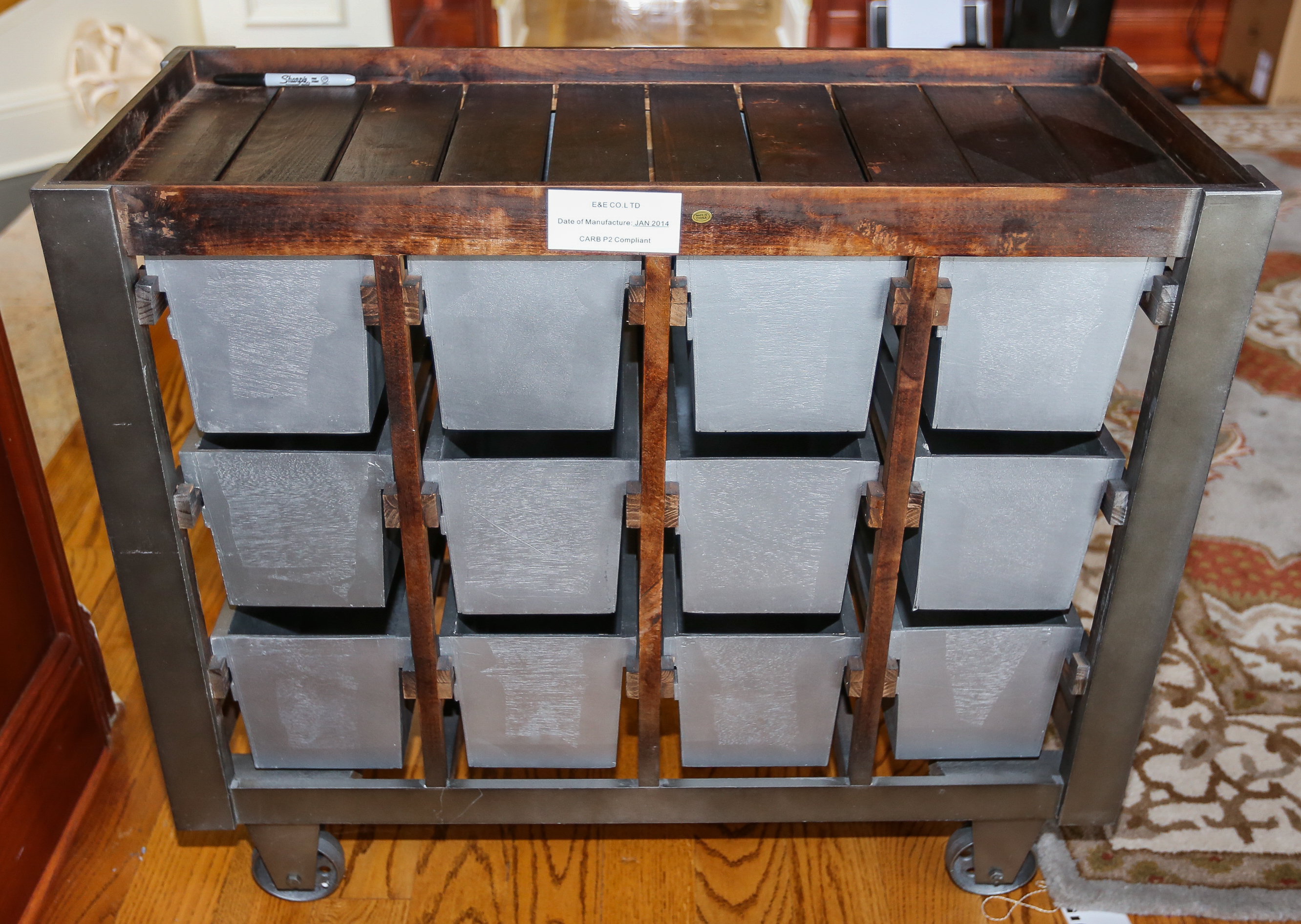 E&E Co. LTD Metal and Wood Rustic Storage Cabinet