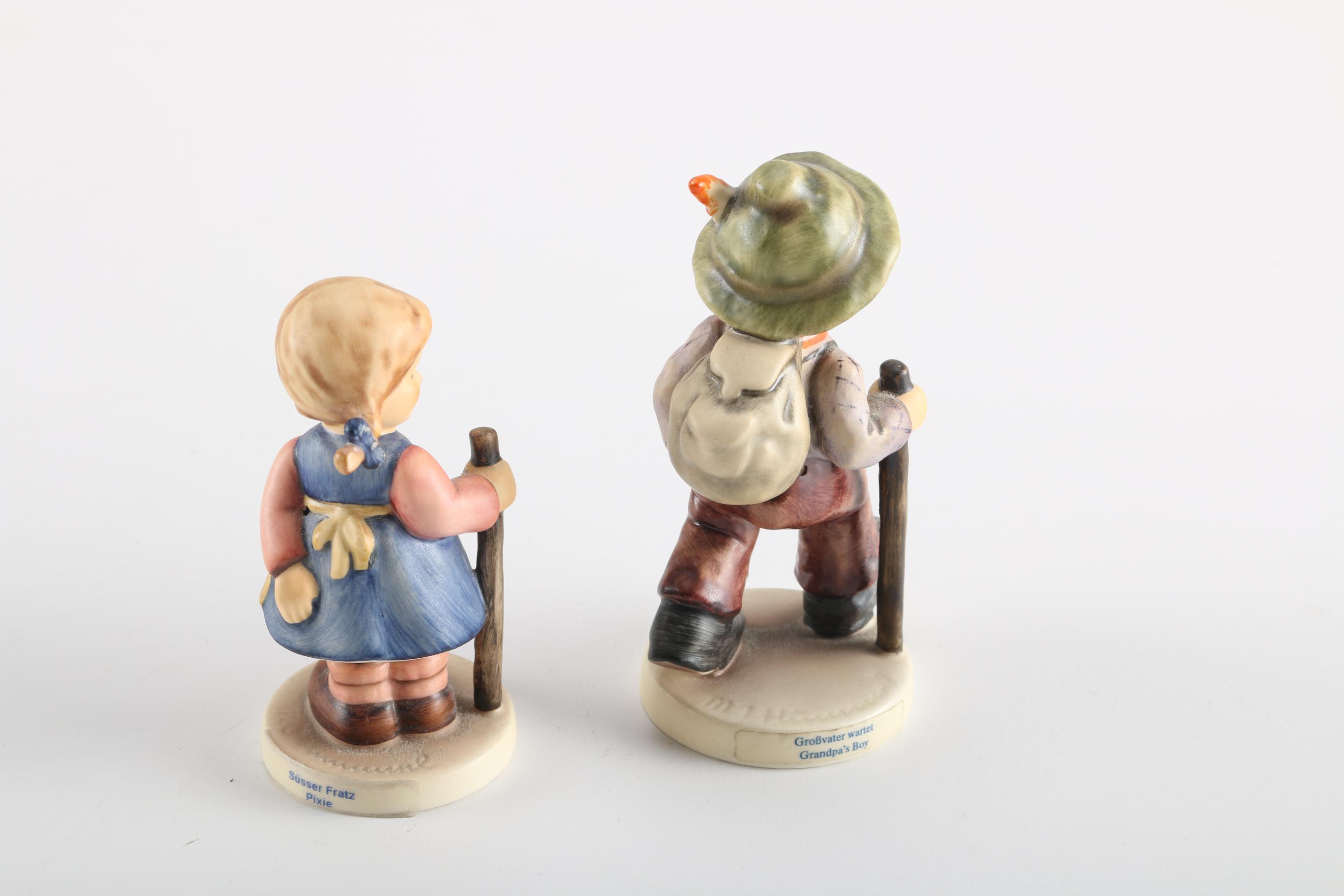 1990s First Edition Goebel Hummels: "Grandpa's Boy" and "Susser Fratz Pixie"
